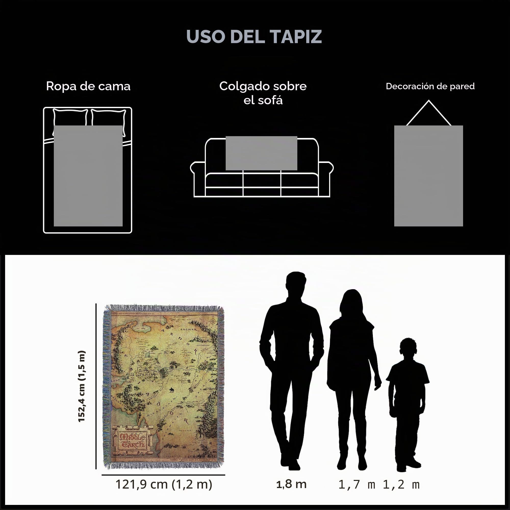 Northwest El Señor de los Anillos – El Hobbit Manta Tejida Tapiz, 48 x 60 Pulgadas, Tierra Media