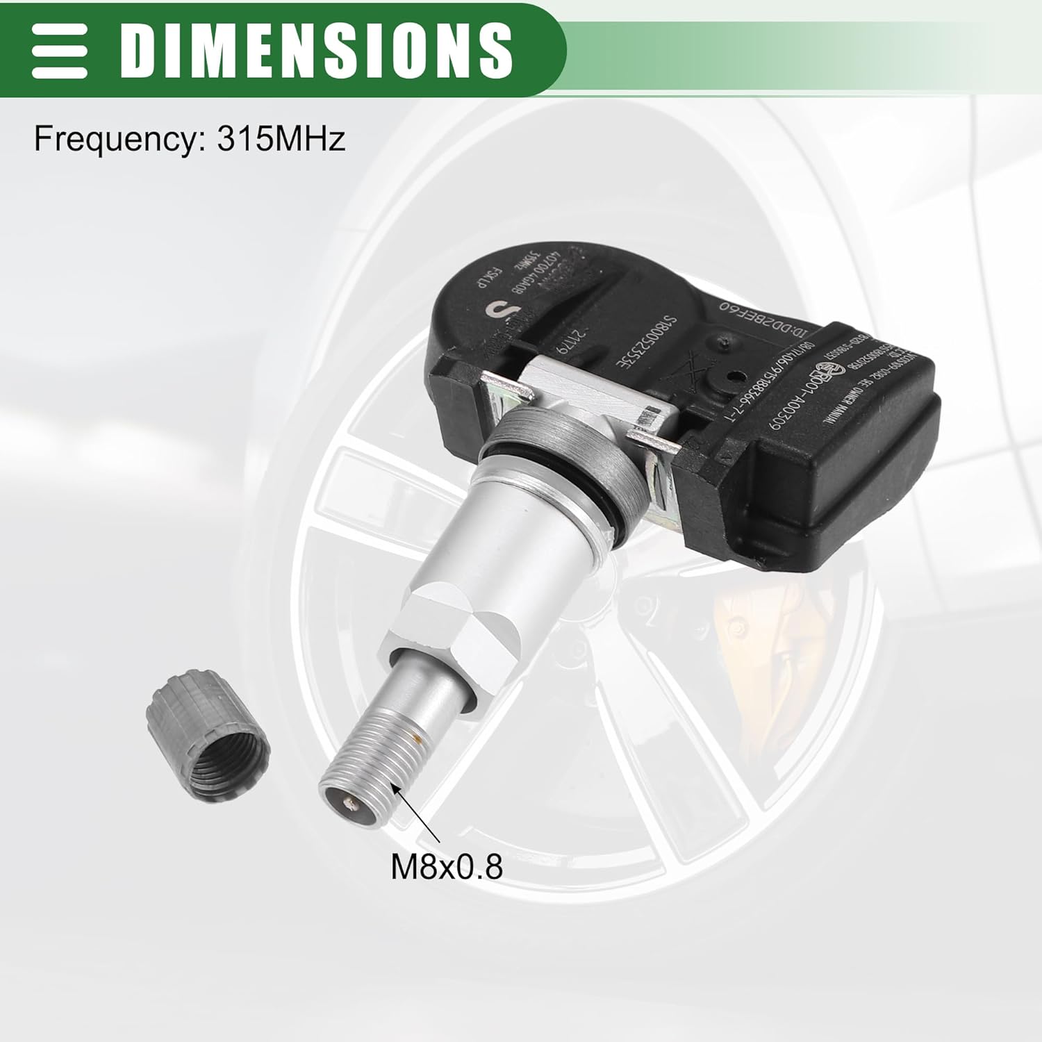 Motoforti Programmed Tire Pressure Sensor, 315MHz TPMS Sensor, for Infiniti Q50 2014 2015, ABS Plastic Metal, No.407004GA0A, Black, 4 Pcs