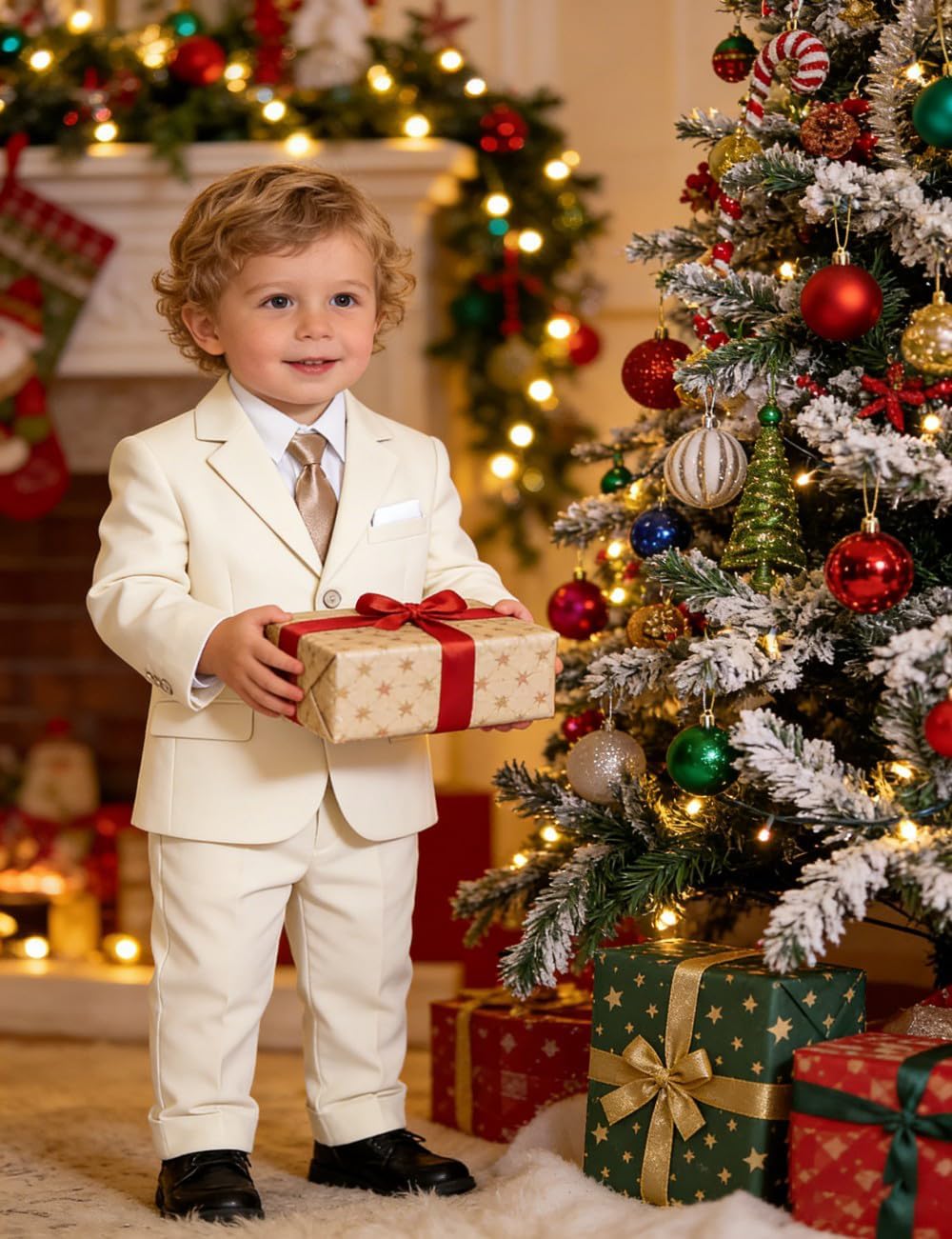 Baby Boys' Suits 5-Piece Formal Suit Set Toddler Boy Ring Bearer Outfit for Weddings