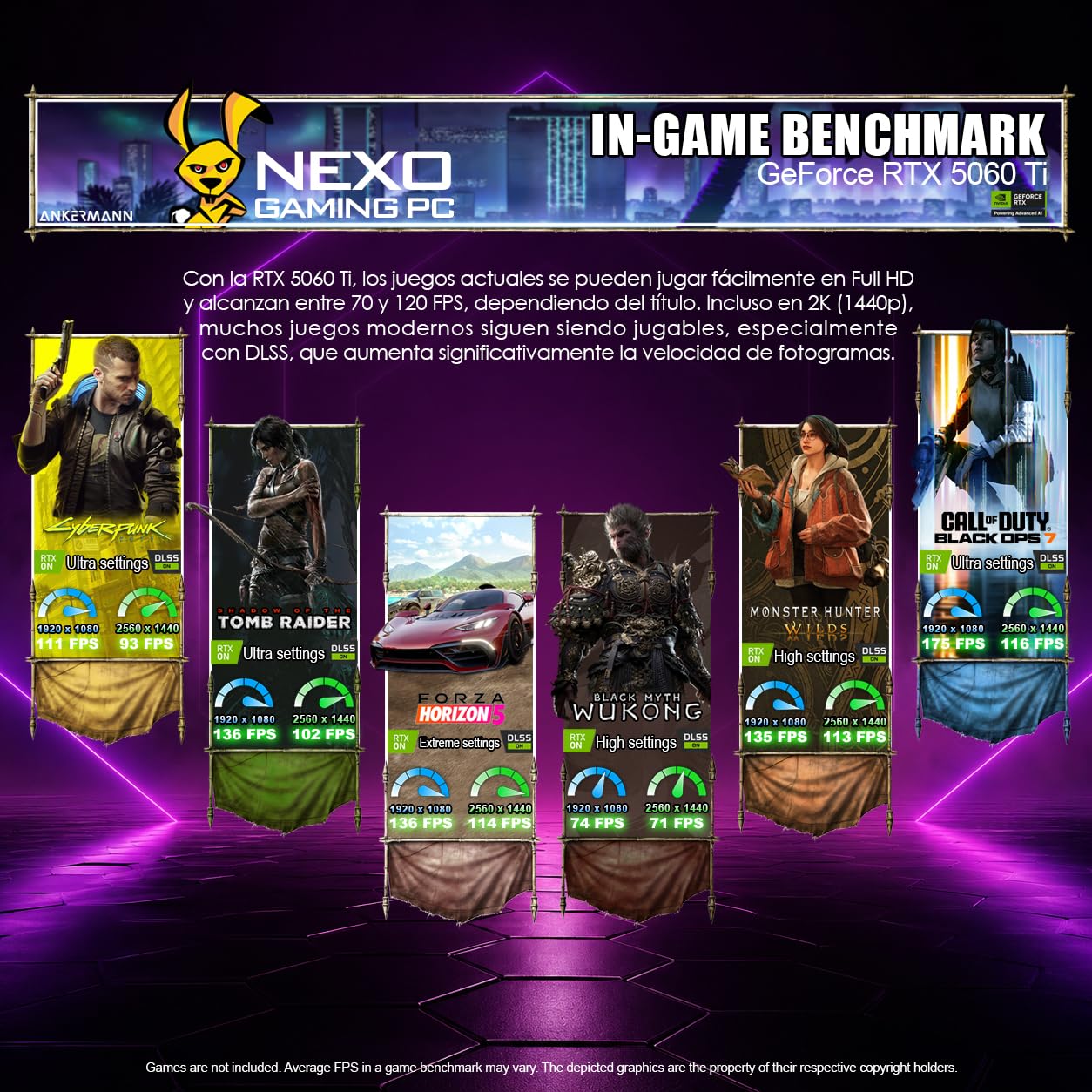 Ankermann Nexo PC Gaming RTX 5060 Ti 16GB Ryzen 5 9600X 32GB RAM | PC gaming de alto rendimiento, SSD NVMe 1TB, Windows 11 Pro, torre RGB, Wi-Fi y Bluetooth, garantía de 24 meses