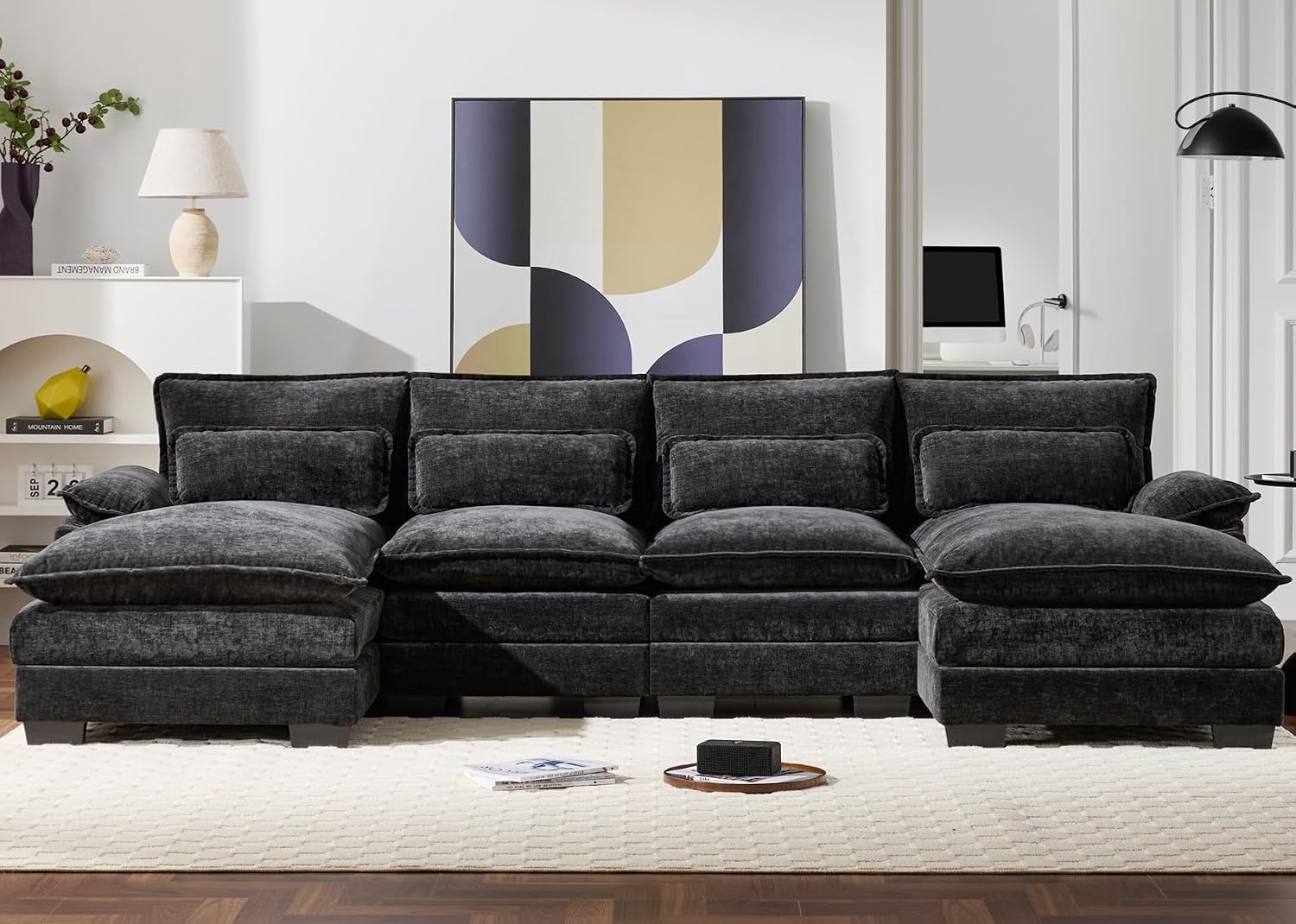 Amazon.com: Merax 110" Modular Sectional Couches with Waist Pillows, 6 ...
