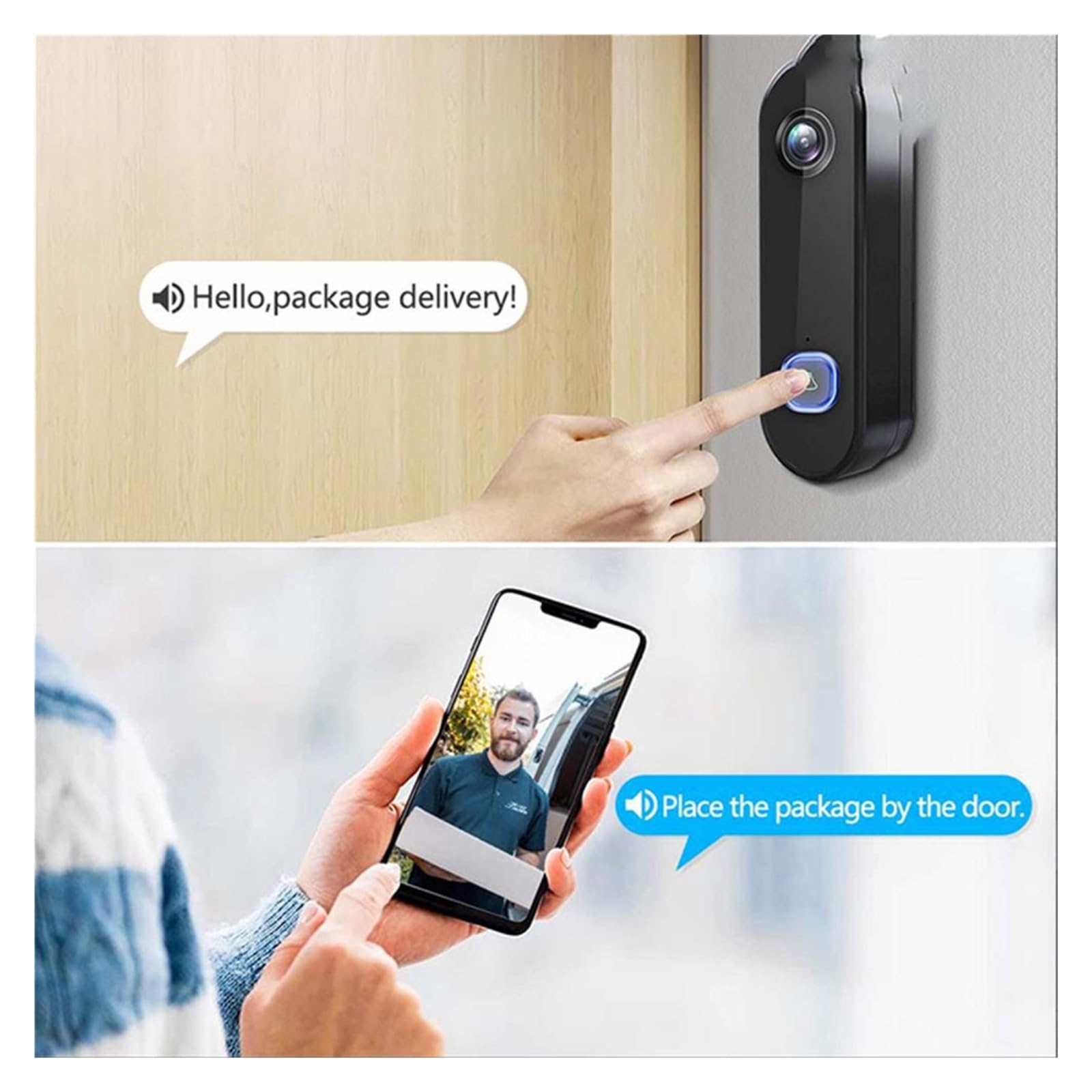 Bezprzewodowy dzwonek do drzwi WiFi TUYA 1080P kamera antywłamaniowy dzwonek do drzwi wideodomofon inteligentny Monitor domowy IR Night Vision wodoodporny Alexa (Color : U/S Intercom)
