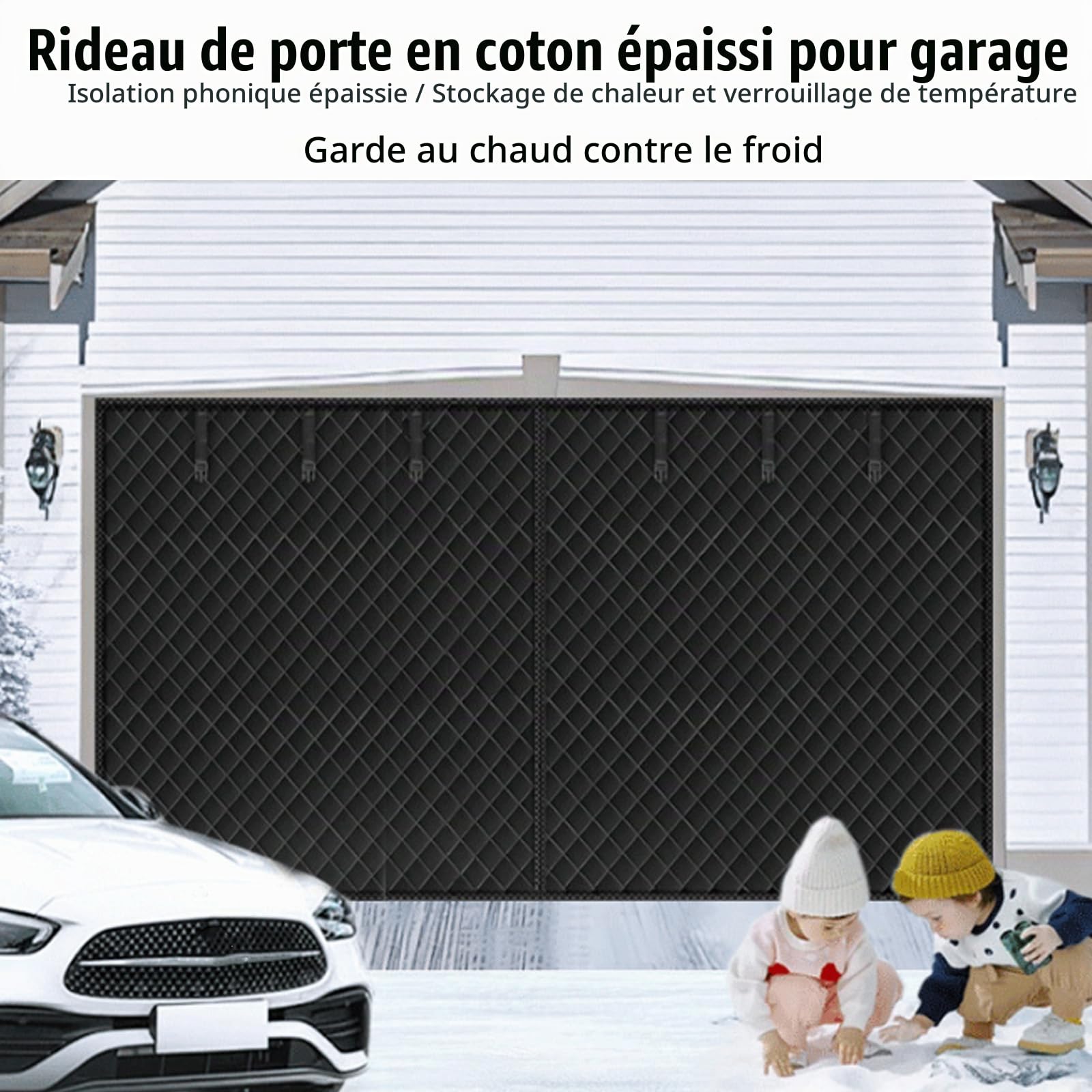 Rideaux Garage pour l'hiver, 497 X 218 Cm Protection De Porte De Garage pour l'hiver Rideau Portes à Isolation Thermique MagnéTique pour Portes De Garages sans PerçAge