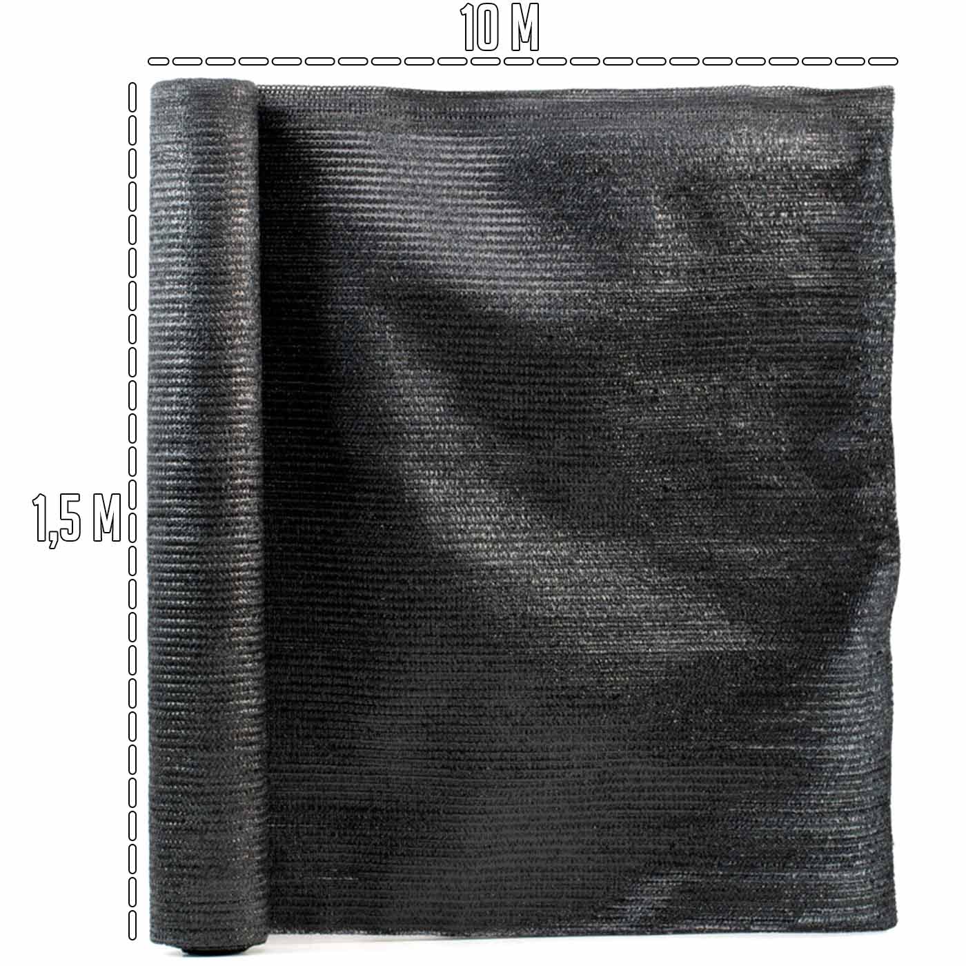 Acan Tradineur - Rollo de Malla de sombreo tupida, Cierre de ocultación de 120 g/m2, Alta Resistencia, Tela para cercar Jardines, fincas, huertos, Vallas (Negro - 1,5 x 10 m)