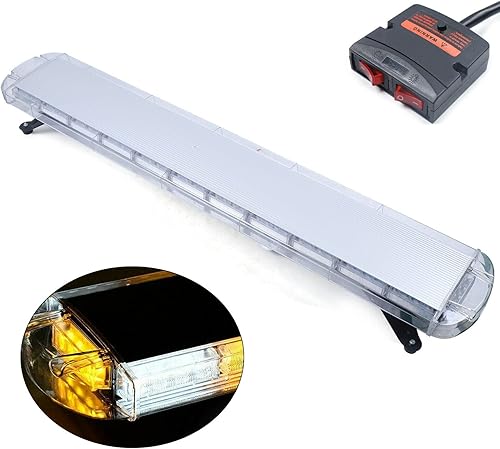 Miniatura 3 de Barra de luz LED de 51 pulgadas, 96 luces LED, color blanco ámbar, advertencia de peligro de alta intensidad, señal estroboscópica de emergencia,