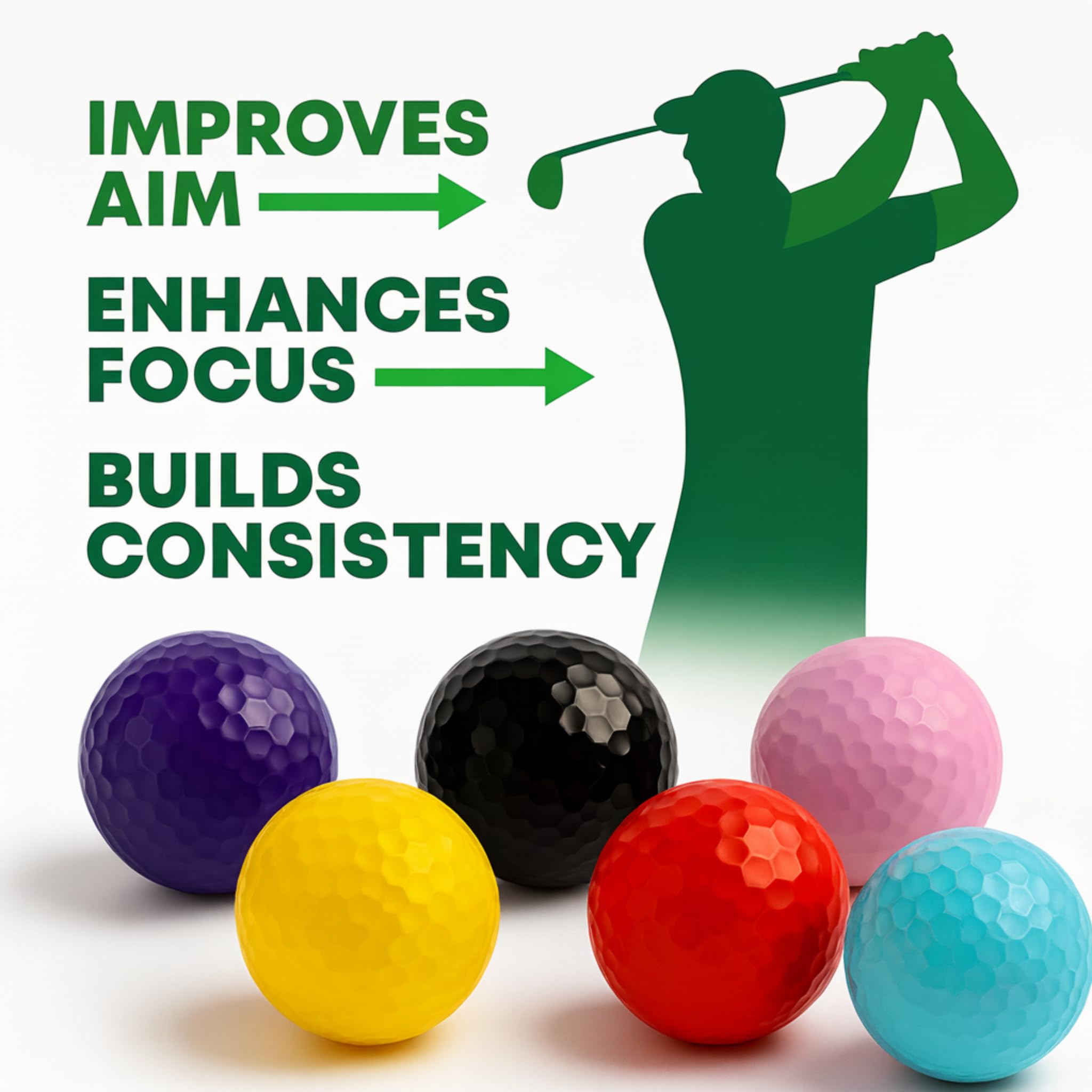 Thorza Colored Golf Balls - Multicolored Set of 6, 12, 24 Mini Golf, Putting Practice and Training — Amazon image 8