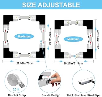 Upgrade Washer Dryer Stacking Kit, Universal Washer Dryer Stacking Kit Adjustable 29/28/27/26/25/24 Inch, Small Space Saving Solution Stacking Kit for Washer and Dryer with Ratchet Strap