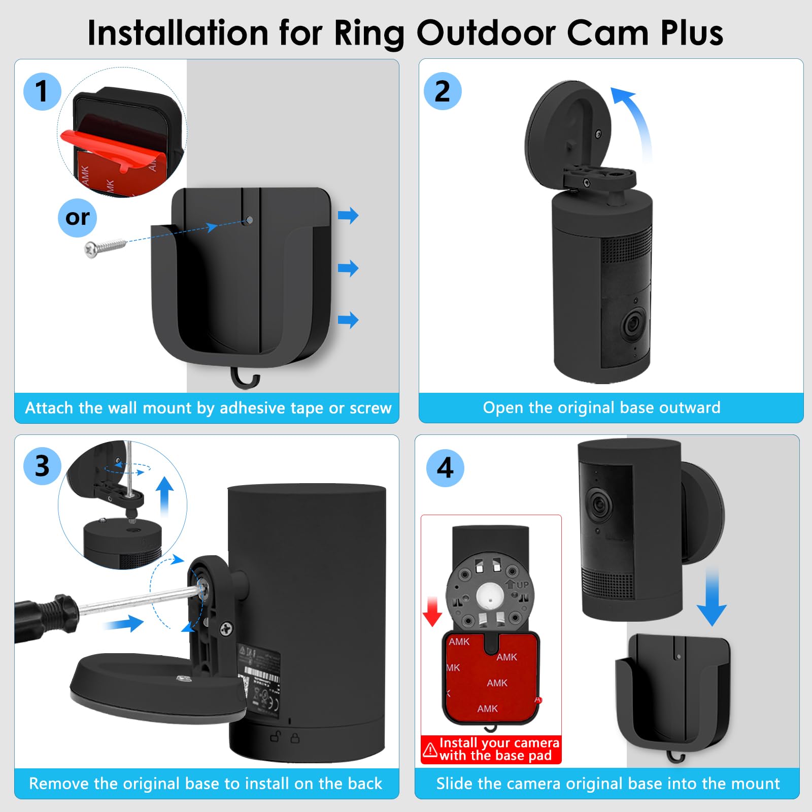 Amazon.com: No Drill Wall Mount for Outdoor Cam Plus and myQ Smart