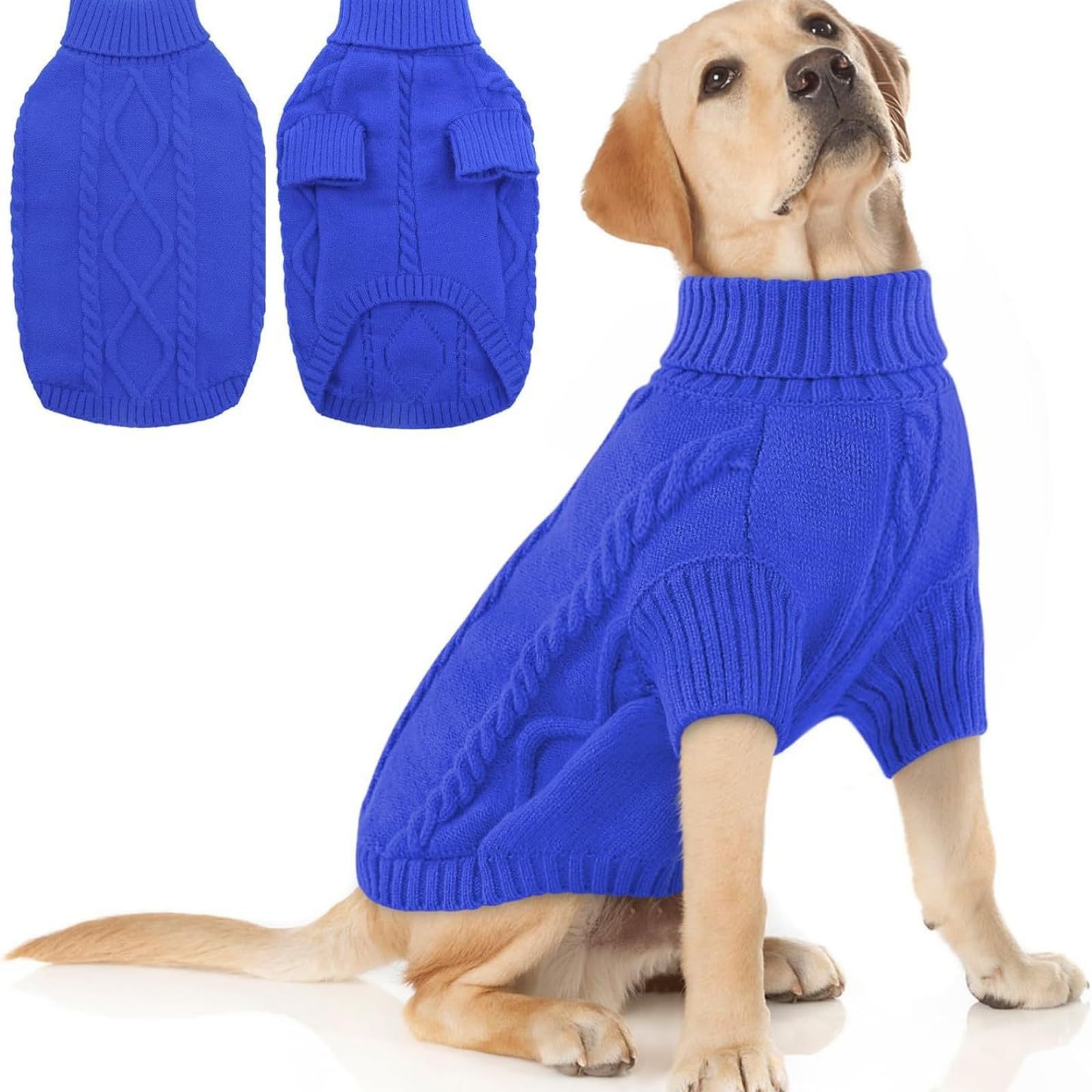 Hixingo Dog Knitted Jumper for Large Medium Small, XS-5XL Puppy Knitted Jacket Soft Warm Lightweight Winter Coat for Cold Weather Pets Male or Female (Blue,XS)