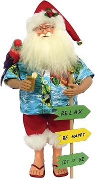 Santas Workshop 8637 Buffet Beach Claus Figurine, Multicolored, 15"