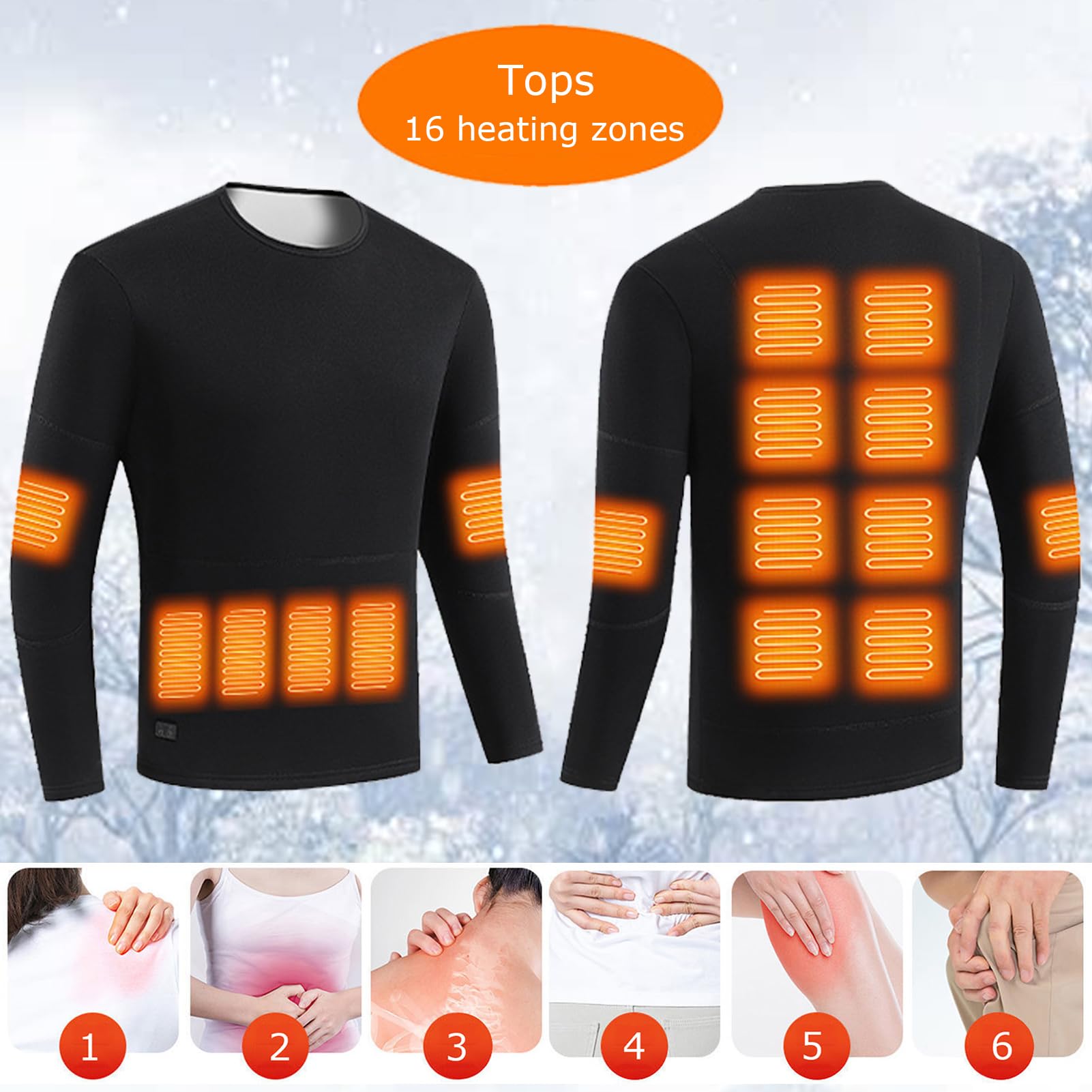 Hombres Mujeres Conjunto De Ropa Interior Calefactada, Inviernos Calefacción Exterior De 30 Zonas Térmicas Y Pantalones Protección contra El Frío, con Batería