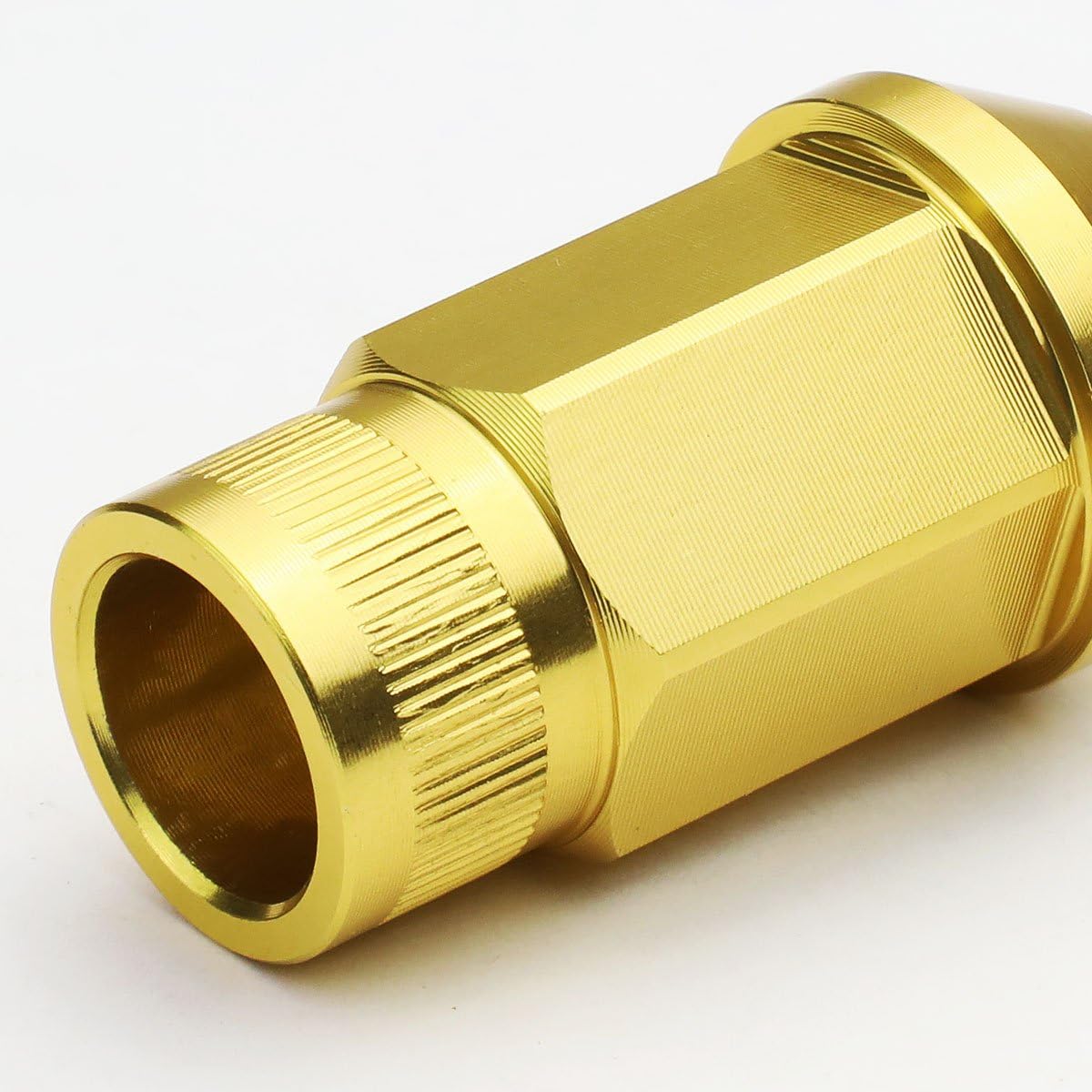 Auto Dynasty M12 x 1.5 Open End Wheel Lug Nuts with Deep Drive Extension, Aluminum Alloy, Gold 20-Piece