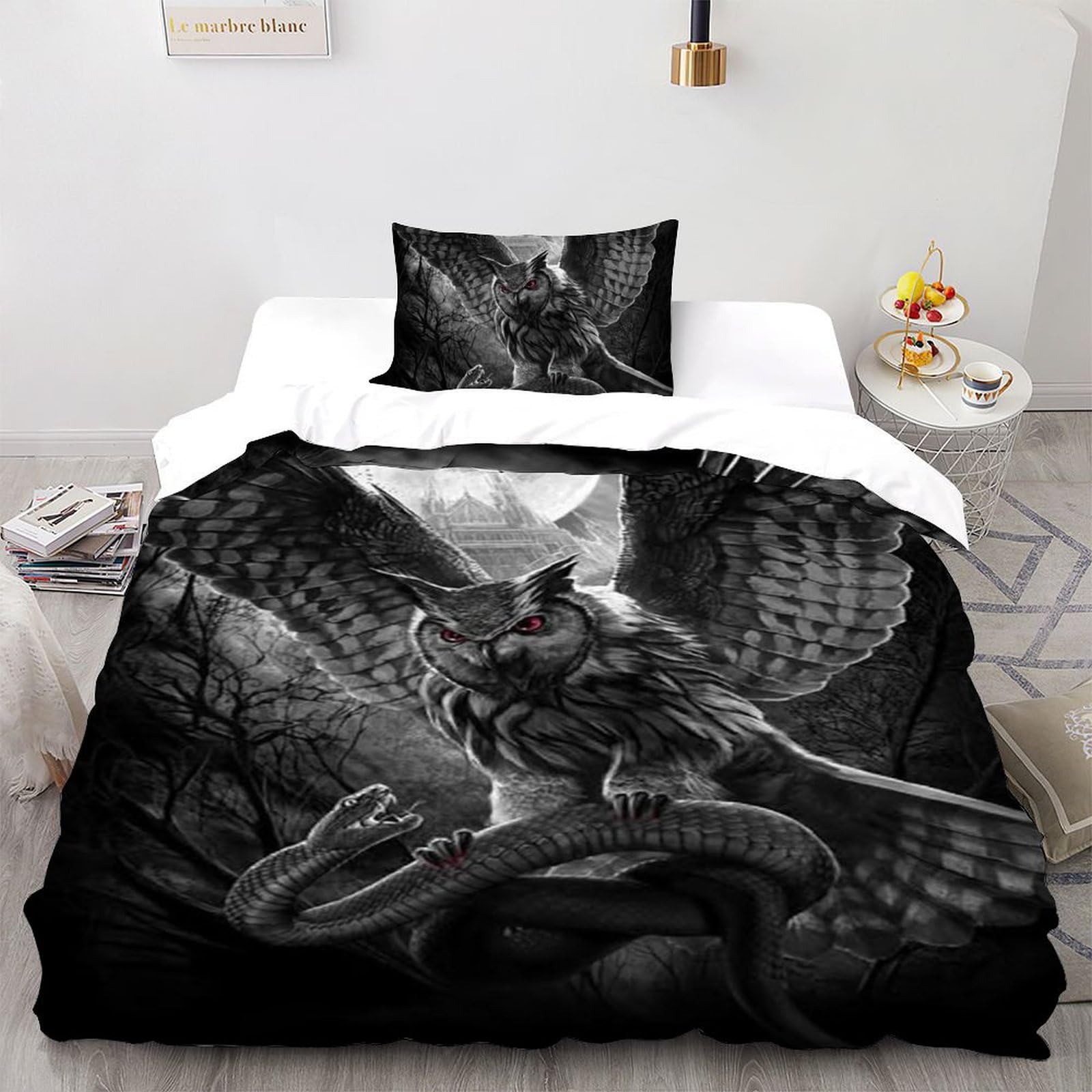 Housse de couette single Animaux Imprimé 3D avec taie La Chouette Bedding