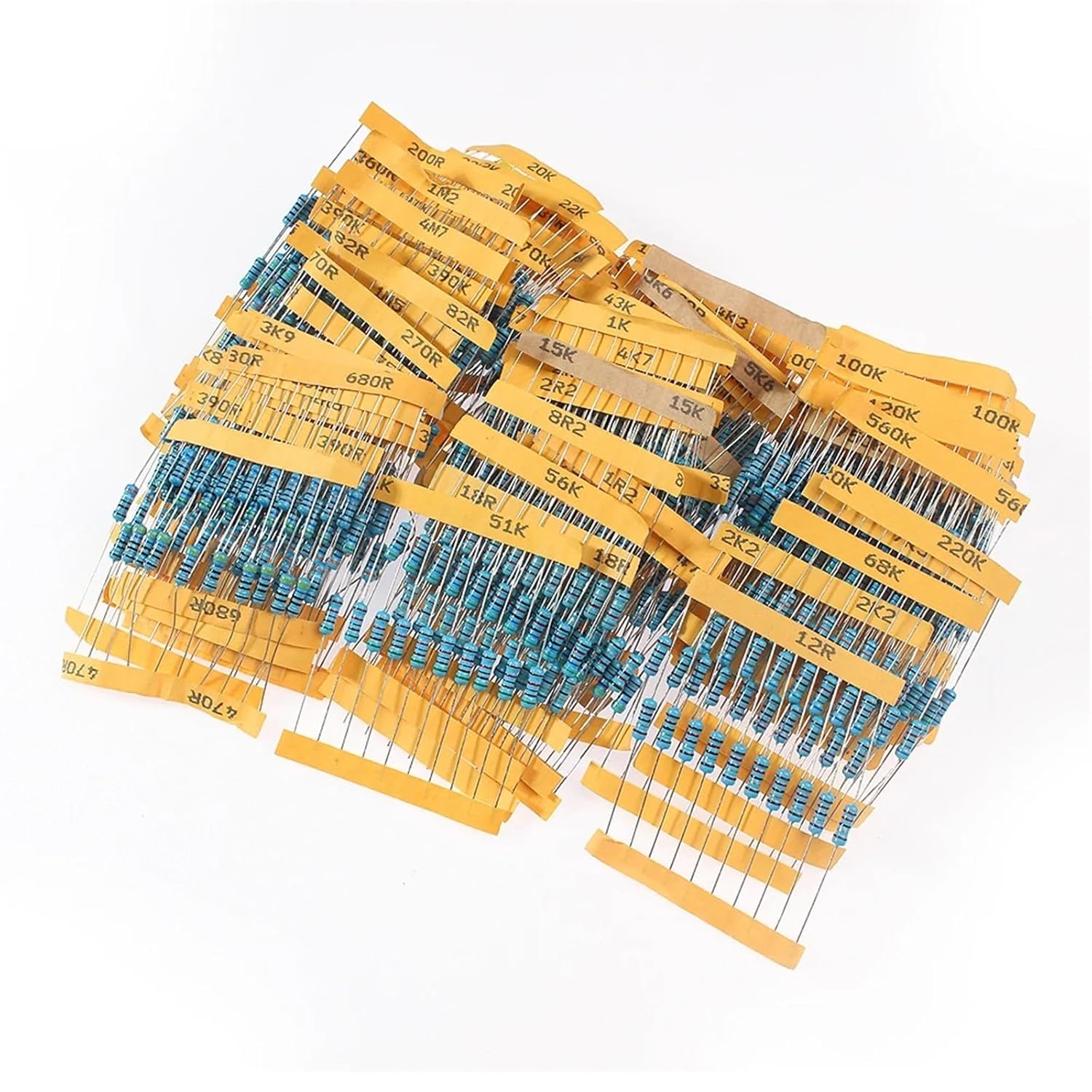 0.5W Resistor Set 1/2W Metal Film Resistor Assorted Kit 0.1 ohm~10M ohm 1% Color Ring Resistance 110 Kinds*10pcs=1100PCS