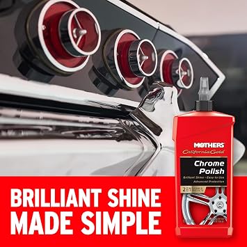 Mothers California Gold Chrome Polish, 12 oz. Cleans & Brightens Chrome Bumpers, Wheels, Trim & Accessories, Protects Against Fingerprints, Rust & Corrosion, Safe on Glass & Mirrors (05212)