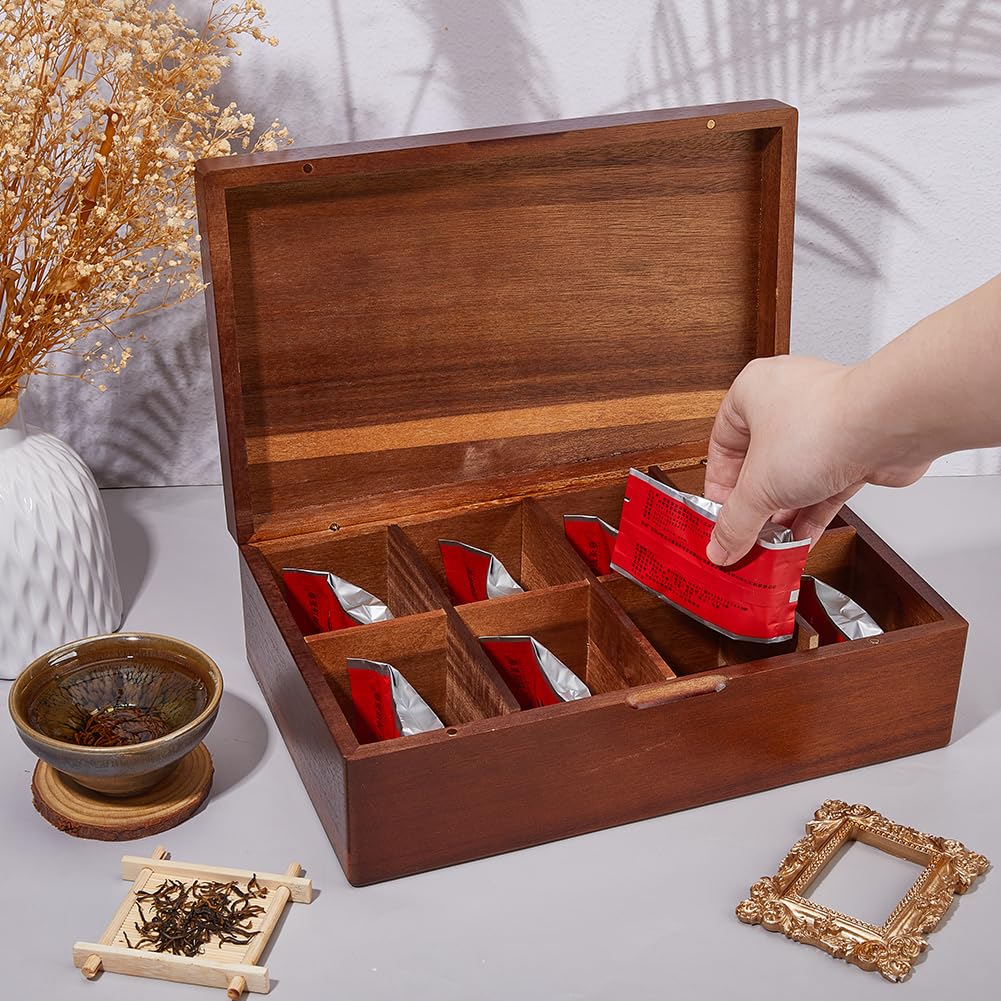 DICOSMETIC 8 cajas organizadoras de madera para bolsas de té grandes cajas de almacenamiento de madera para bebidas, azúcar, café, embalaje individual como regalo de inauguración de la casa, 31 x 19,5
