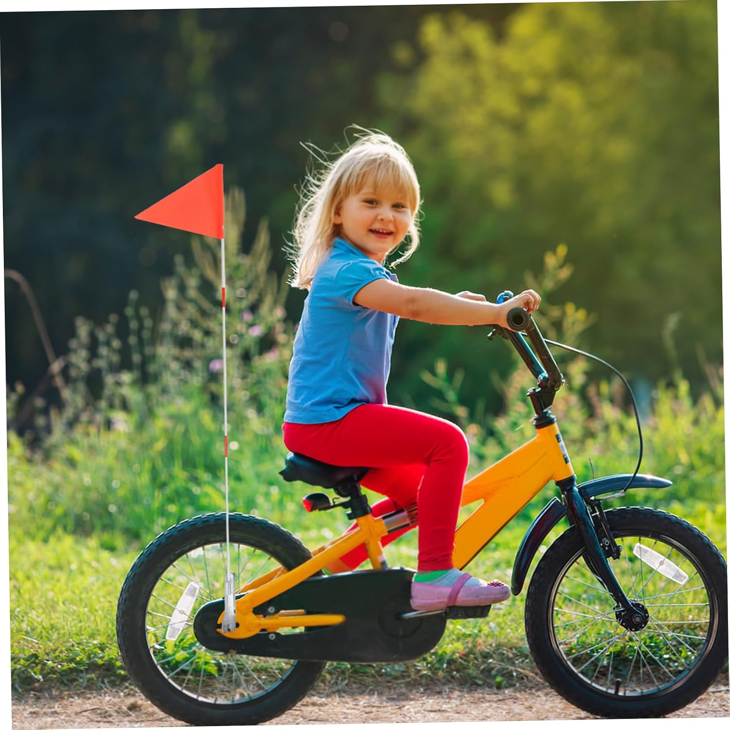 2pcs Heavy Duty Boy Girl Bicycle Flagpole Safety Flags Reflective for Cycling Hunting Outdoor Activities