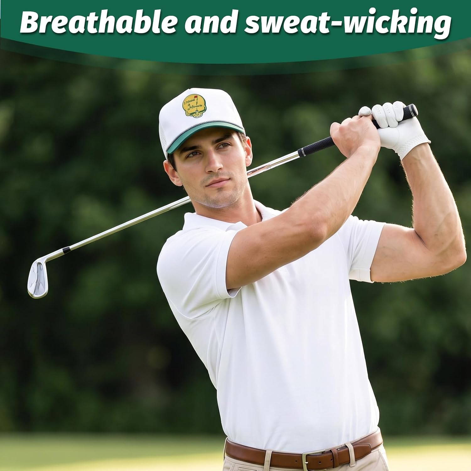 Men's Funny Skull Golf Hat Gifts for Golfers Adjustable Snapback Golf Cap I Need A Miracle Embroidery Baseball Cap