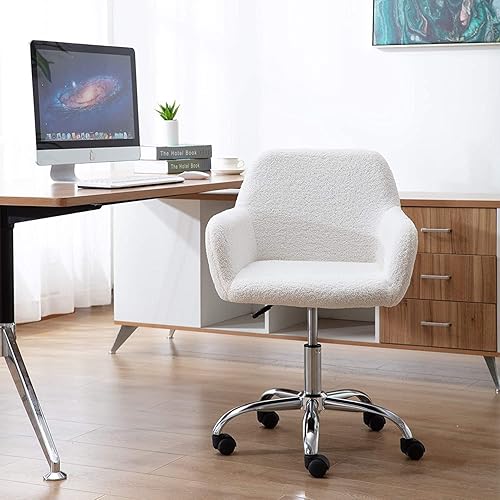 Miniatura 4 de Yoluckea Silla de escritorio rosa de terciopelo para oficina altura ajustable silla de tocador rosa para sala de maquillaje bonita silla de