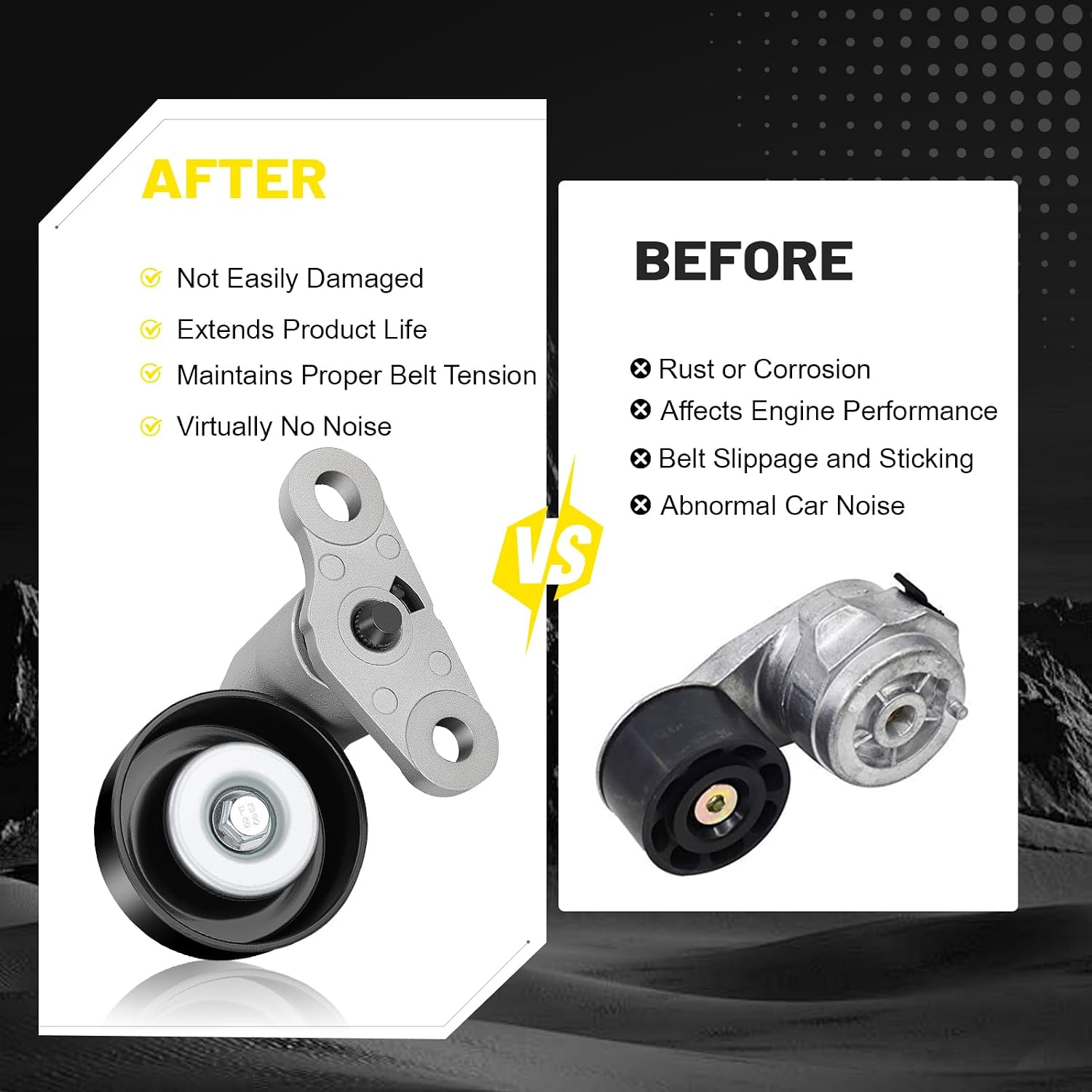 90K-38159 A/C Drive Belt Tensioner Kit Fit for Chevy Tahoe (2000-2008), GMC Yukon (2000-2008), Cadillac Escalade (2002-2008), Chevy Avalanche (2002-2008), Replaces 19311139, 38159, ACK040378HD