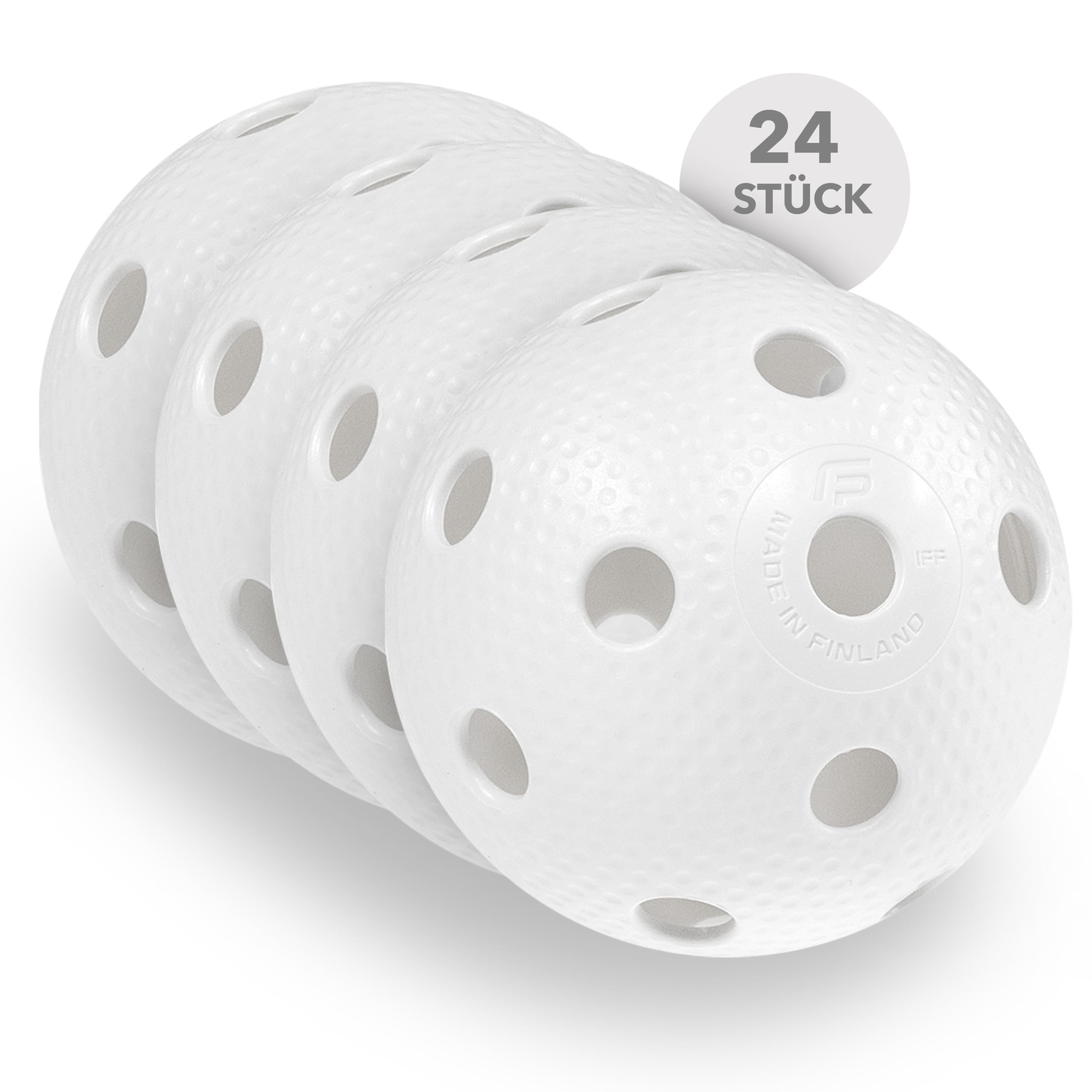 Fat Pipe Team Edition - Pallone da gioco ufficiale in plastica PE, 24 pezzi, con certificazione IFF, diametro 72 mm, colore: Bianco