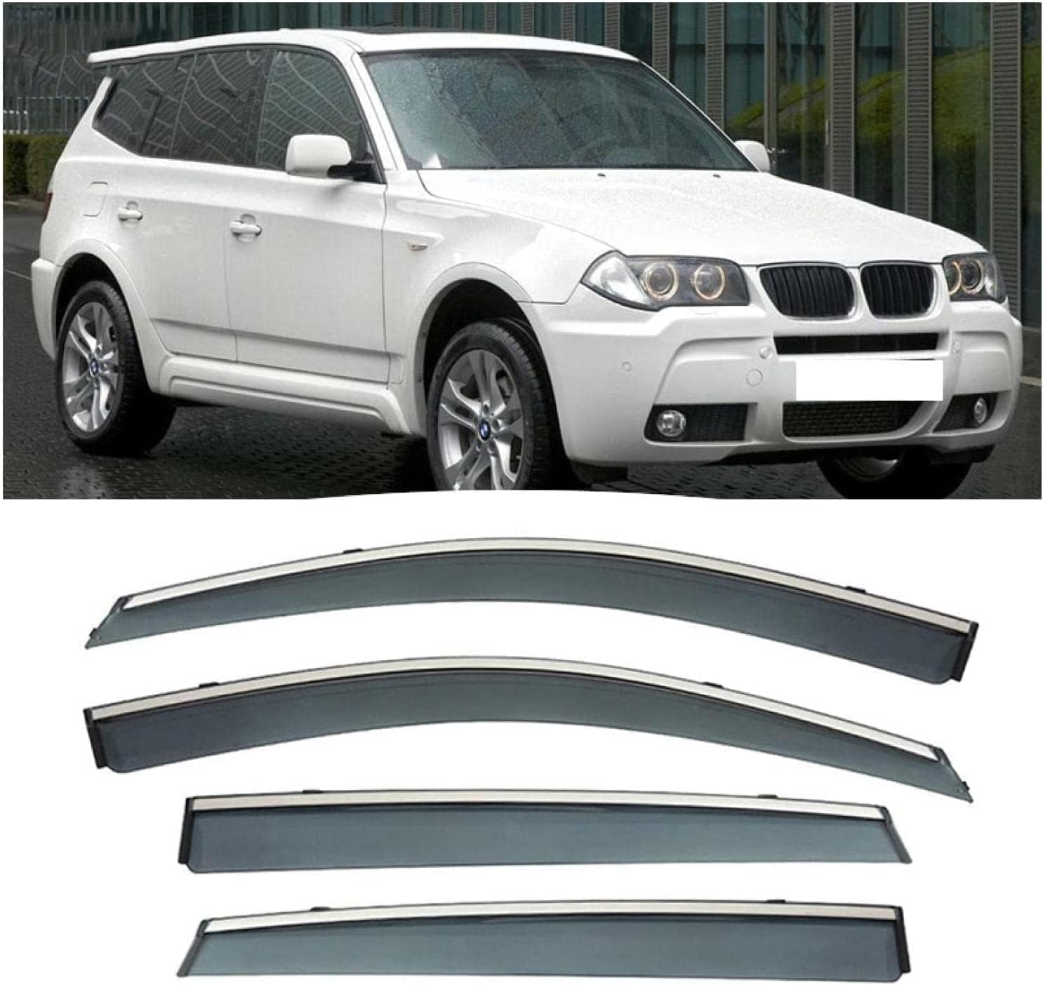 PANXUC Car Wind Deflectors for BMW X3 2003-2010, Side Window Wind Rain Deflector Window Visor Sun Rain Guard Smoke Guards