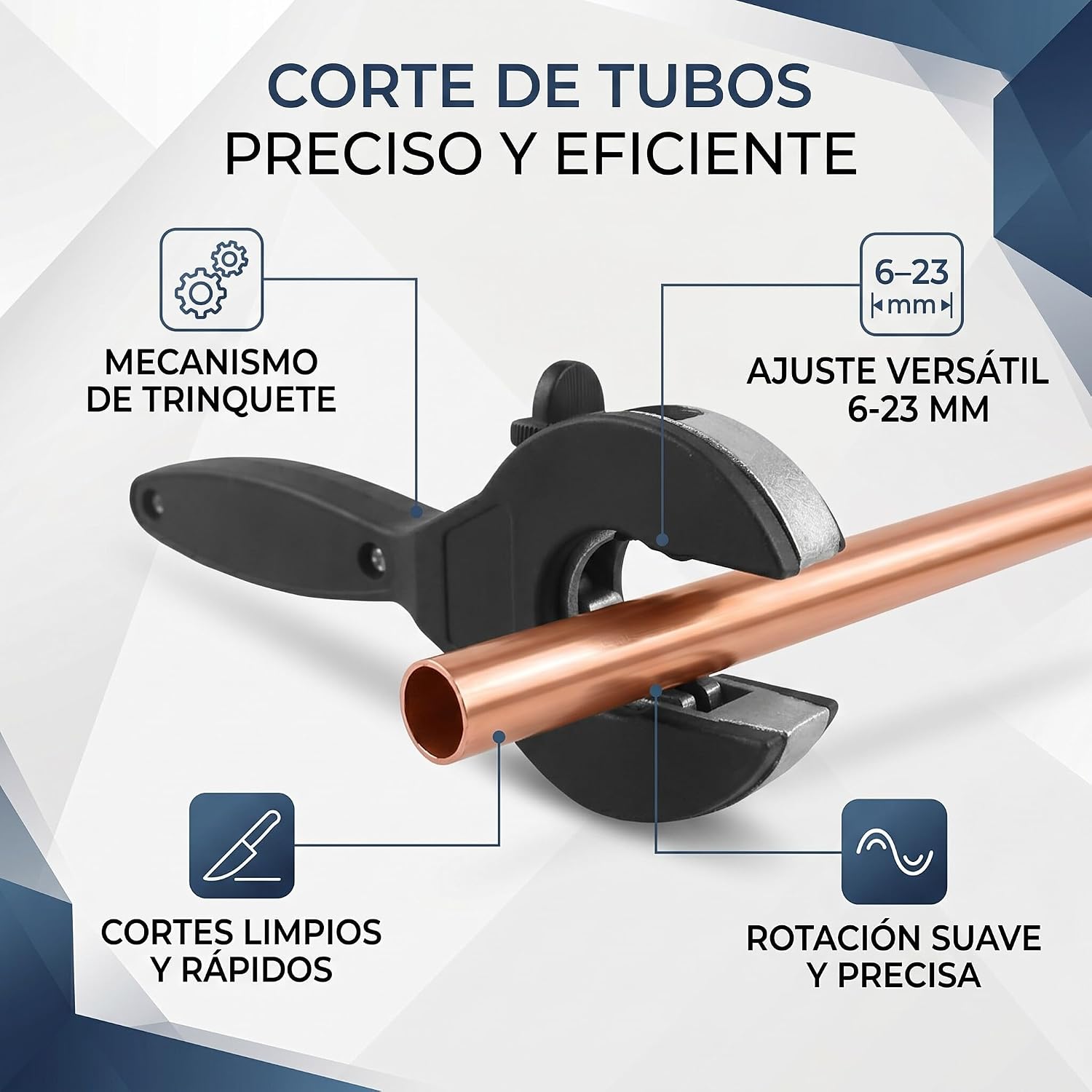 Pissente Ratcheting Tube Cutter, Adjustable Pipe Cutter for 1/4" to 7/8" (6mm to 22mm) Copper, Aluminum and AC Lines, Ergonomic Handle
