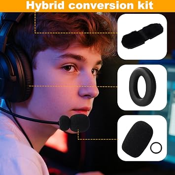 3pcs Microphone Windscreen Pop Filter Foam Covers Kit Headset Earpad Mic Refresh Accessories for Bose Aviation X A10 A20 Headphones, Replacement Earcups Ear Pads & Headband Cushion (Black)
