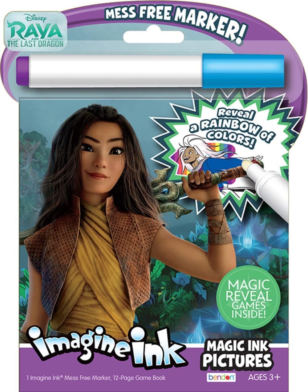 Disney Raya The Last Dragon 16-Page Imagine Ink Coloring Book with Mess Free Marker Bendon 48605