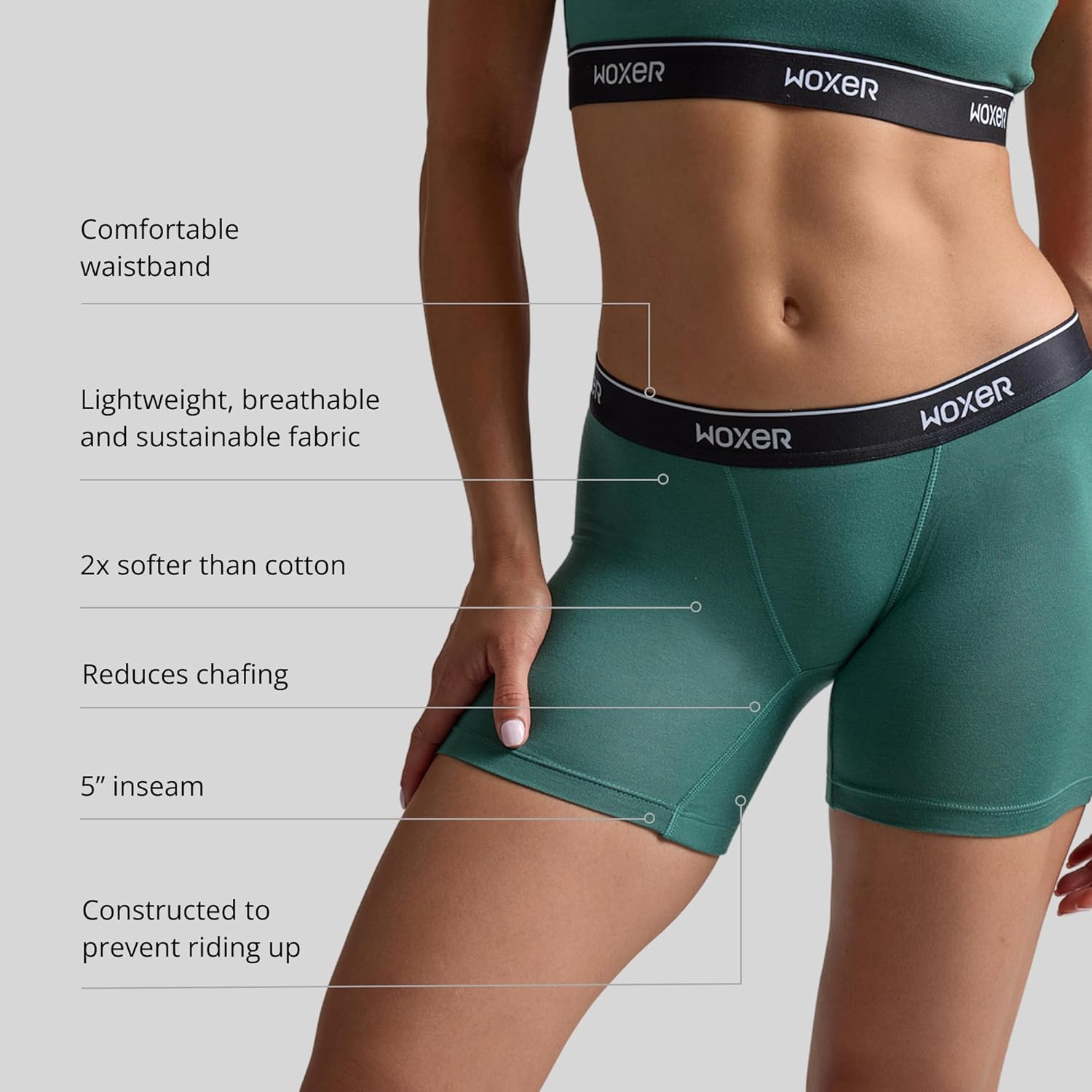 Woxer Boxer Shorts for Women - 5" Baller Boy Shorts Underwear, Soft Modal, Chafe Free - Breathable & Moisture-Wicking - Image 4