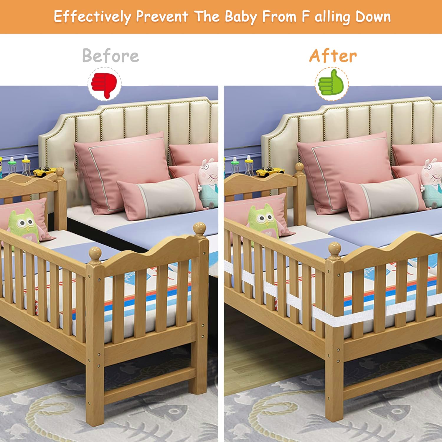 Sangle De Fixation Pour Lit Bébé 8 Mètres - Réglable, Largeur 2.6cm - Pour Attacher Un Lit D'appoint Au Lit Adulte - Sécurité Anti-chute - Inclus 2 Paires De Velcro - 11