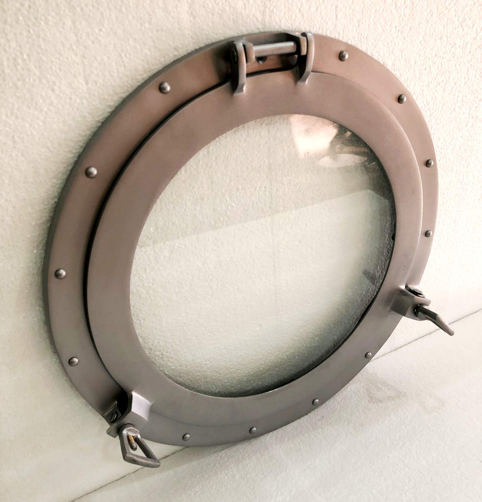30,5 cm argento antico canale barca oblò finestra nave rotonda vetro decorazione parete oblò