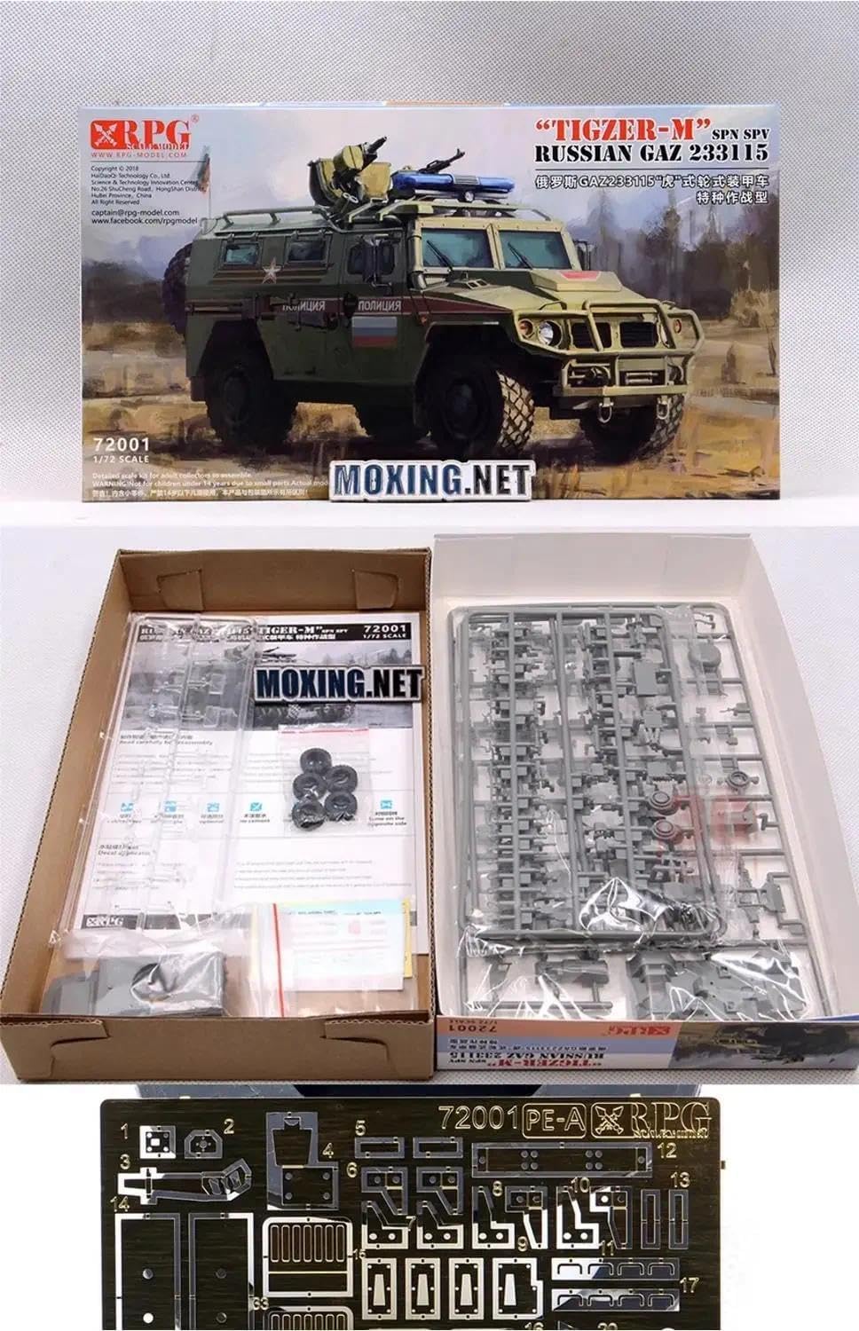 Assembly Model kit 72001 Russian Tiger Type high-Mobility Wheeled Armored Vehicle Special Operations Type 1/72