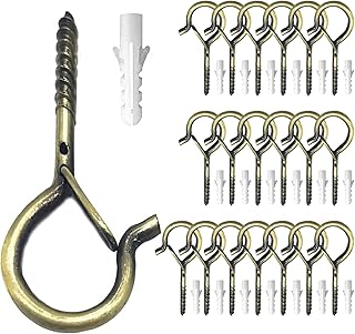 20 Pack Q-Hanger Ceiling Hooks by BABEKIN, Wall Mount Screw Hooks with Safety Buckle Design, Christmas Lights Hanger Hooks for Plant and Christmas Indoor/Outdoor String Lights, Party and Festival Decoration Hanging (Bronze)