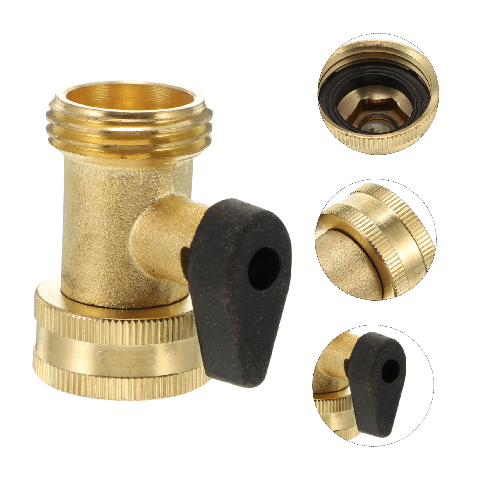 WOONEKY 2pcs Single-Pass Valve American Style Through Connector Brass Shut-Off Valve Shutoff Ball Water Turn Off Switch Garden On Off s - Image 2