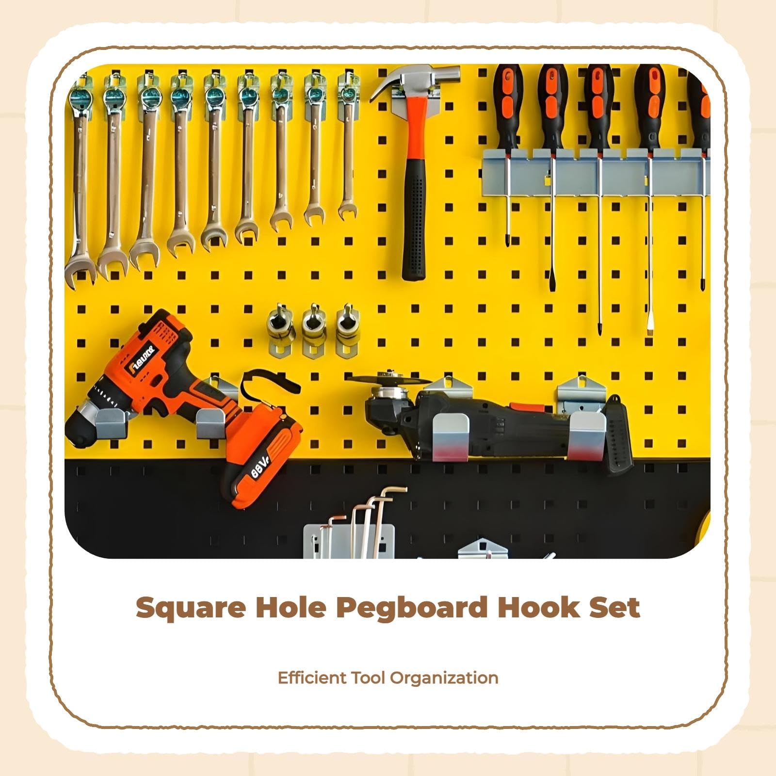 Square Hole Pegboard Hook, Metal Tool Holder, Garage Workshop Storage U Hook 2.3x3.5cm-picture-20