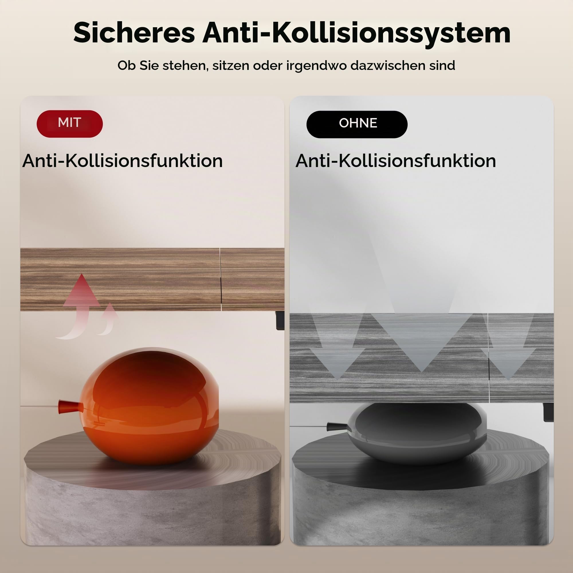 SANODESK Höhenverstellbarer Schreibtisch mit Dual-Motor 180 x 80 cm | Große Arbeitsfläche, 72–121 cm höhenverstellbar, 90 kg belastbar, 4 Speicherpositionen, leiser Antrieb (Braun+Schwarz)