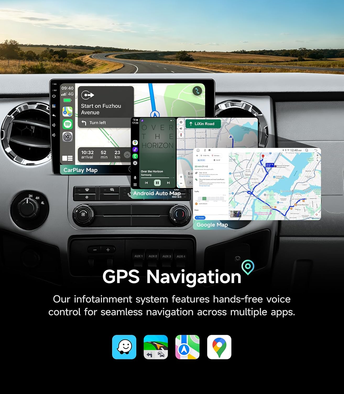 10" Car Radio Stereo for Ford F150 (2004-2008), F250/F350/F450/F550 (2008-2016), E150/E250/E350/Econoline Van (2009-2016), Focus/Fusion (2005-2007) WiFi/Wireless CarPlay/Android Auto, Touchscreen, GPS