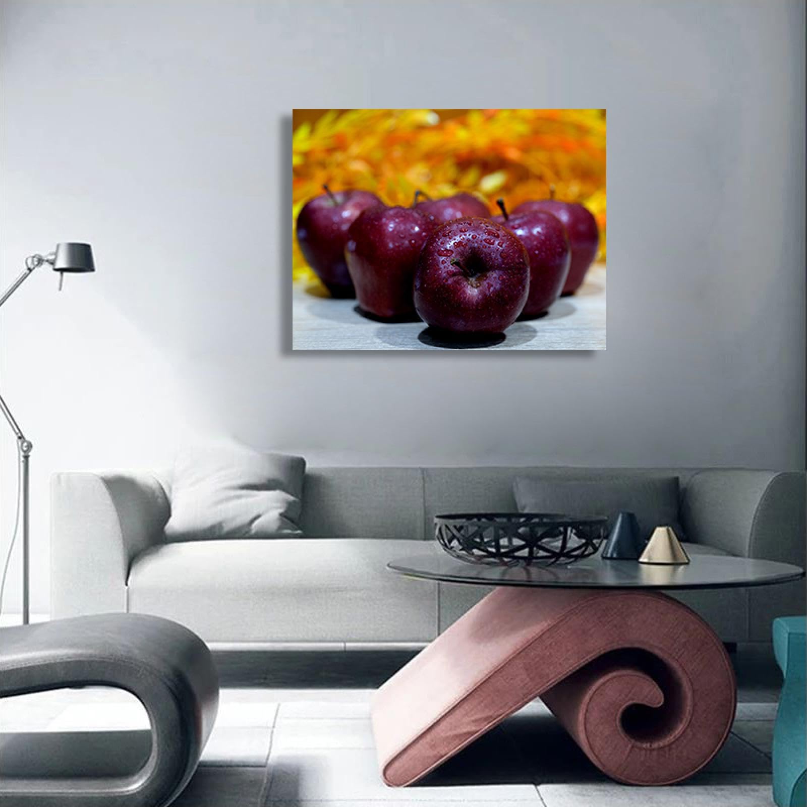 TNGHHSGA Arreglo Triangular Fruta Estacional & Paisaje Fotográfico Real en Lienzo – Decoración Casera para Salón y Comedor​ 30x39cm Lienzo envuelto