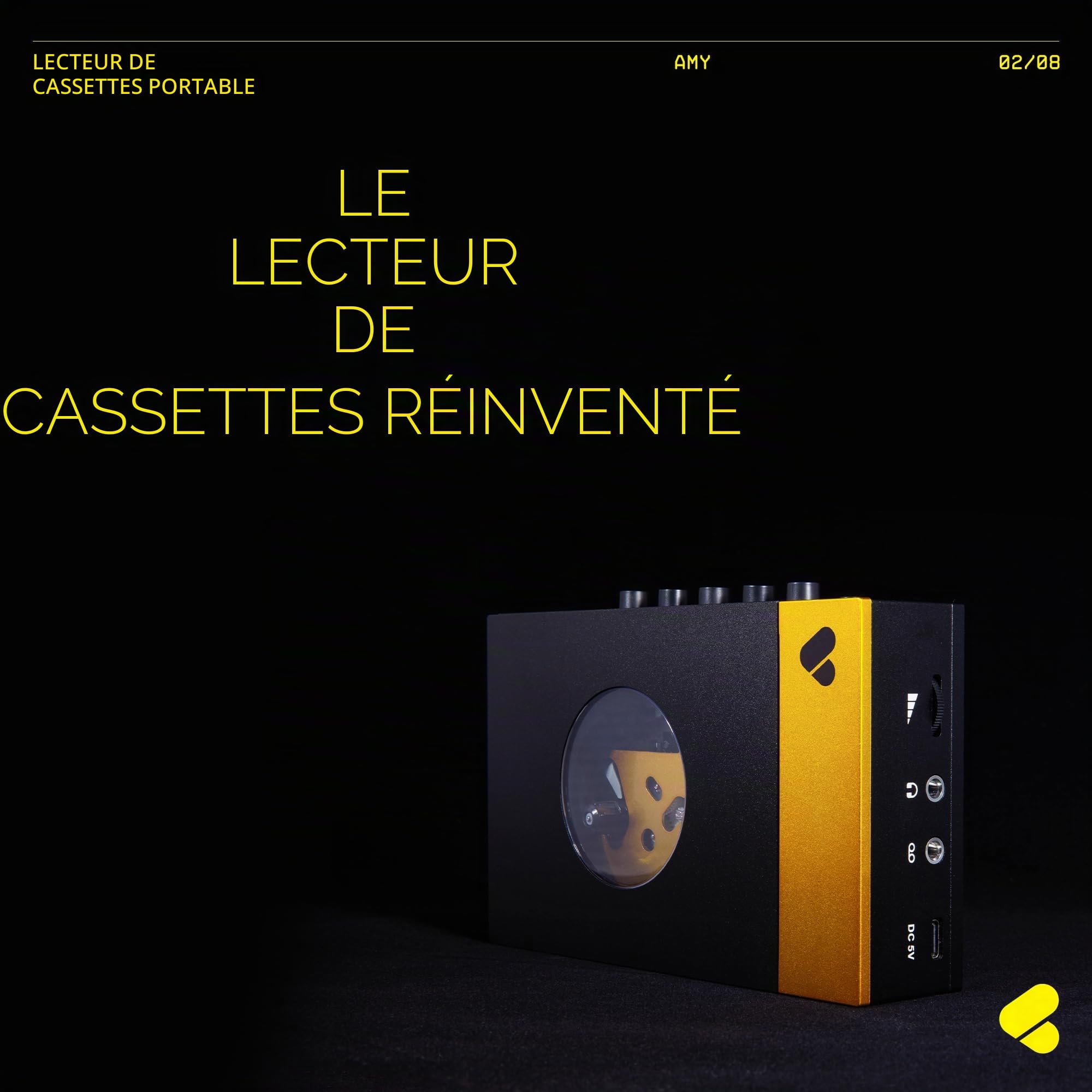 We Are Rewind Portable BT Cassette Player Black Yellow - Lecteur DJ