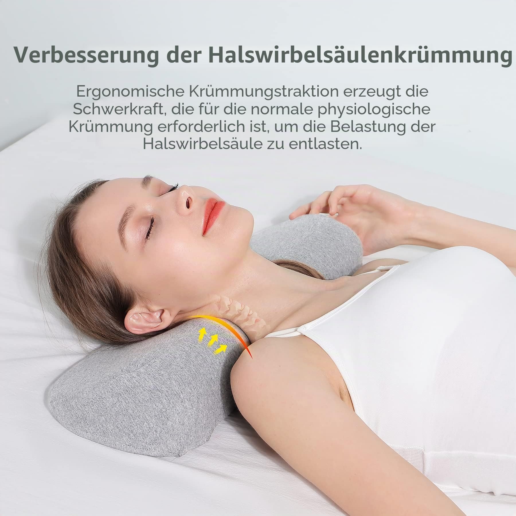Cervical Neck Pillows for Pain Relief Sleeping, High-Density Memory Foam Neck Bolster Pillow for Stiff Pain Relief, Neck Support Pillow Neck Roll Pillow for Bed Pillow (Hellgrau)