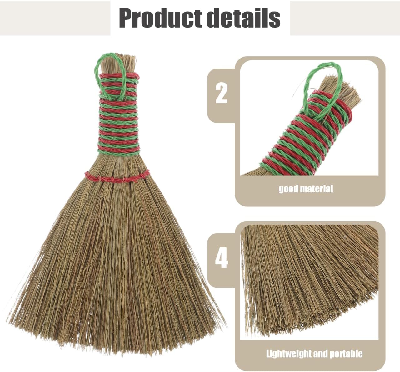 VOSAREA Chinese Broom Corn Whisk Broom for Dusting Sweeping Natural Straw Bristle for Hardwood Floors Screens