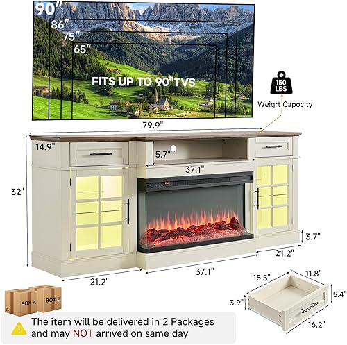 Miniatura 78 de ROCKPOINT Argus - Centro de entretenimiento, consola de almacenamiento para multimedia, TV con base (70 pulgadas), color negro Negro -,Carbón