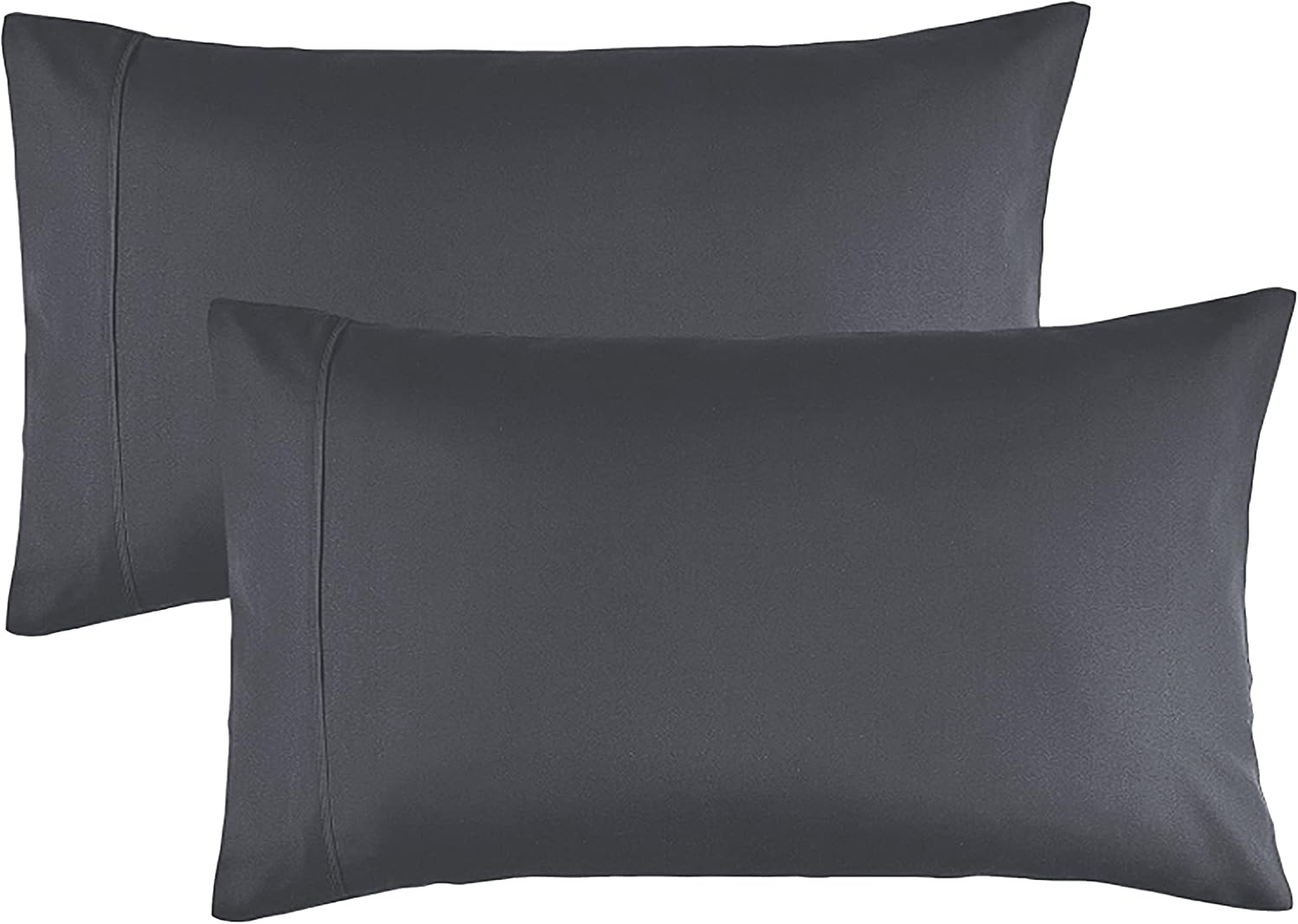 Pillowcases Queen Gray Set of 2 Envelope Closure End Easy Fit for Summer Soft and Breathable Material Machine Washable