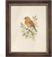 Afuly 8x10 Vintage Wood Picture Frame with Gold Beaded Trim - Rustic Brown Antique Photo Display for Home Decor, Handmade Gift for Mom Grandma