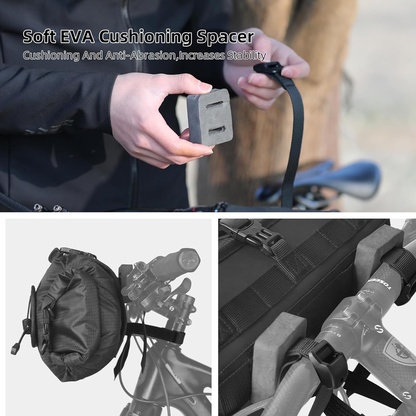 Borsa per manubrio della bicicletta, impermeabile, borsa per manubrio per bicicletta elettrica, MTB, bici da corsa, accessorio professionale per bicicletta, con tracolla, circa 2 l (nero)