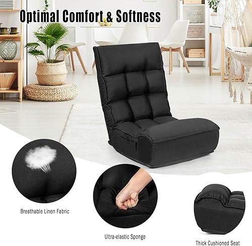 Miniatura 8 de DORTALA Silla plegable para adultos, silla de juegos de espuma viscoelástica con soporte ajustable para la cabeza y la espalda de 5 posiciones,