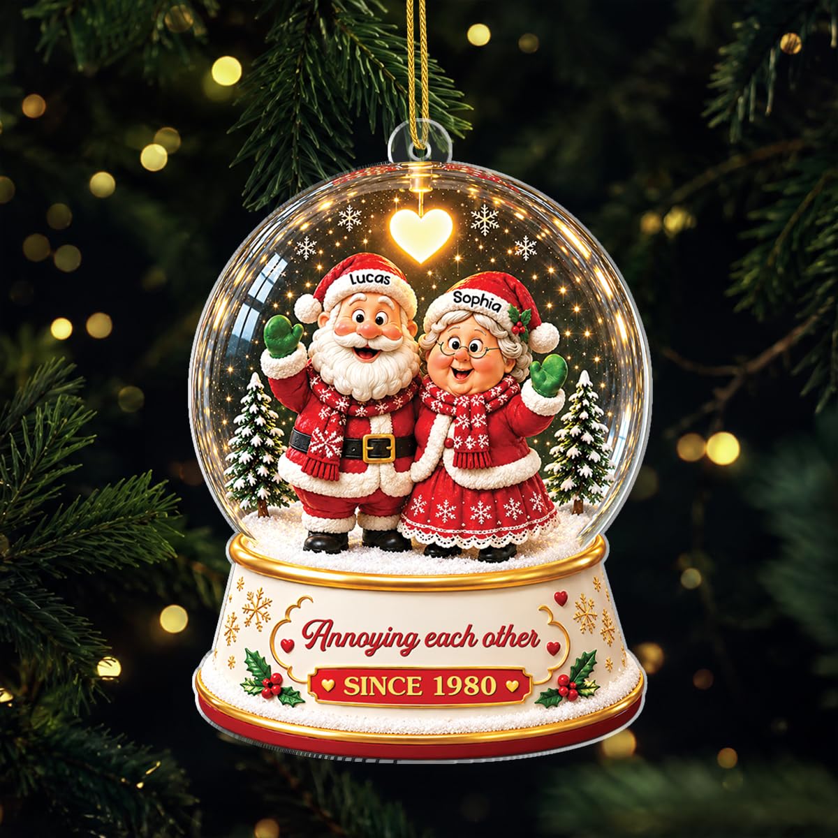 Personal Chic Personalised Acrylic Ornament - Growing Old Together - personalised christmas ornaments, growing old together ornament, personalised christmas decorations, (Model #6)