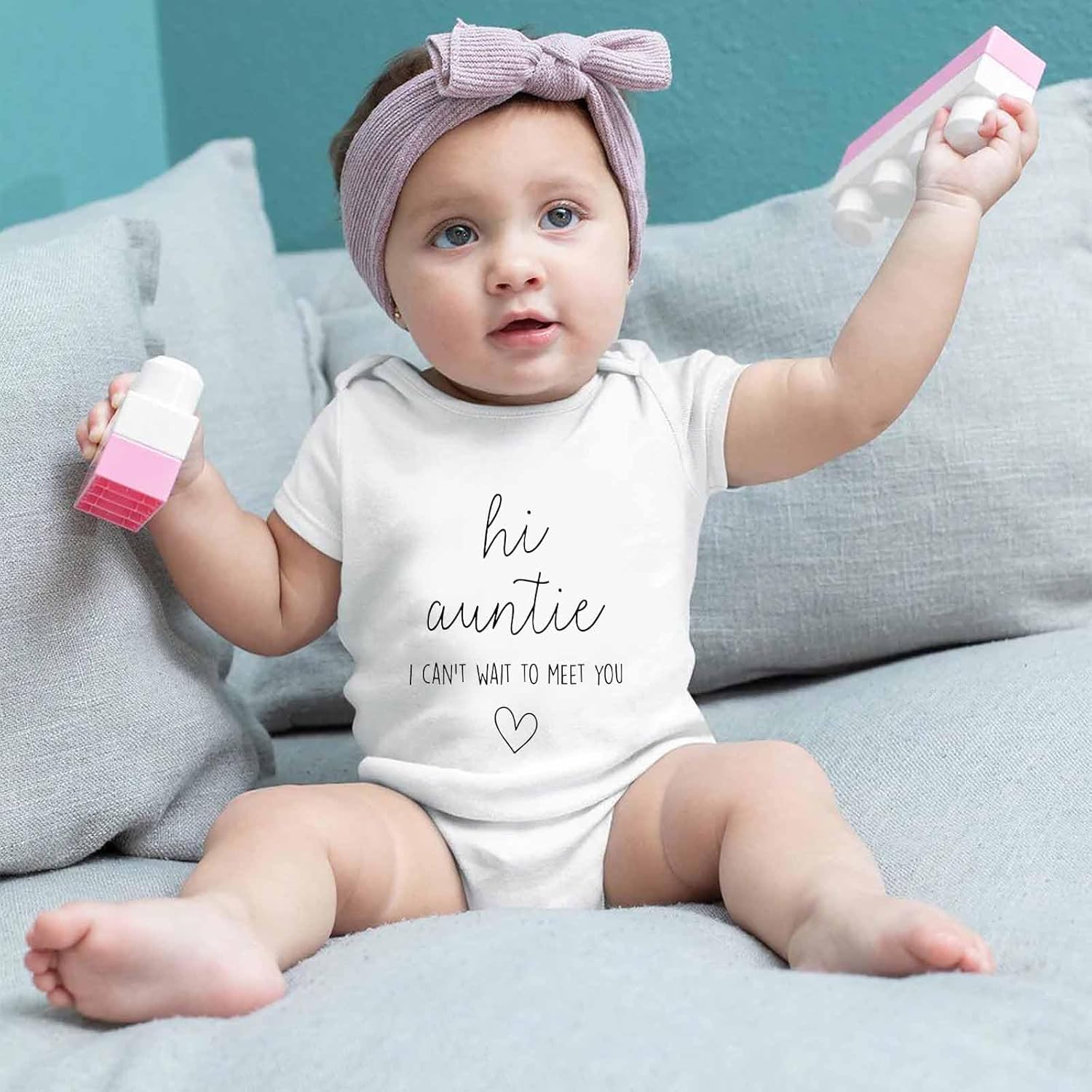 Hi Auntie Bodysuit for Baby Pregnancy Announcement for Aunt Bodysuit I Love My Auntie Baby Clothes - Image 3