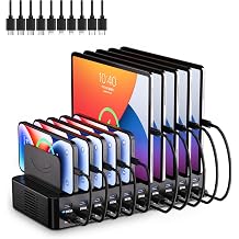 20-Port 270W Charging Station for Multiple Devices with 10 Charging Cables
